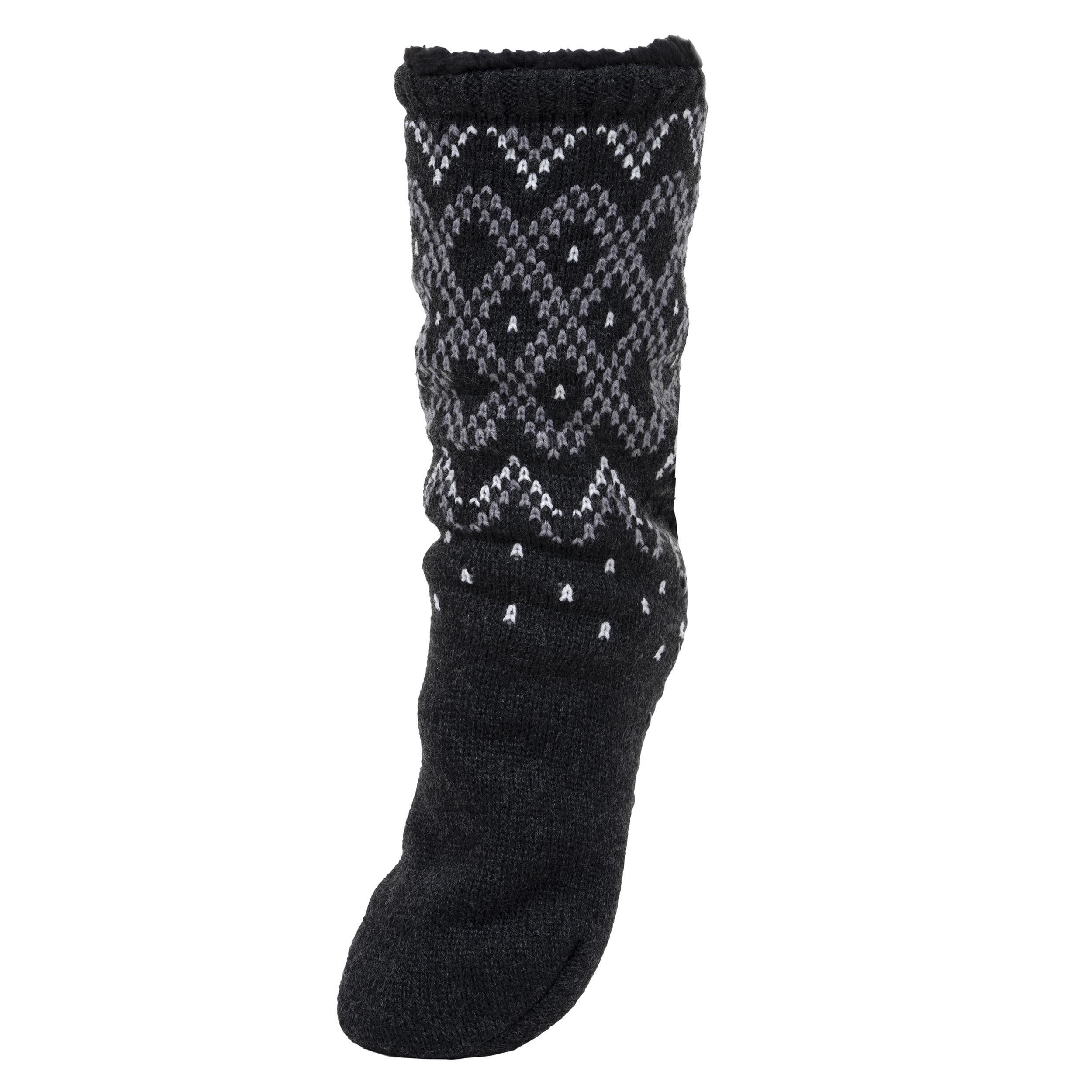 isotoner-chaussettes-fourr-es-homme-jacquard-gris image 1