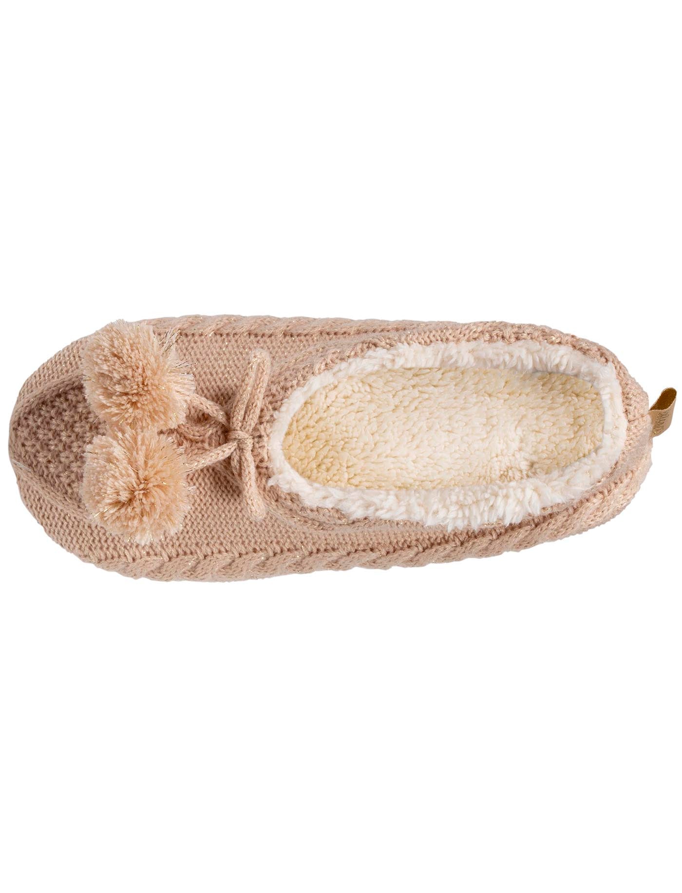 isotoner-chaussettes-chaussons-femme-pompons-sherpa-beige image 7