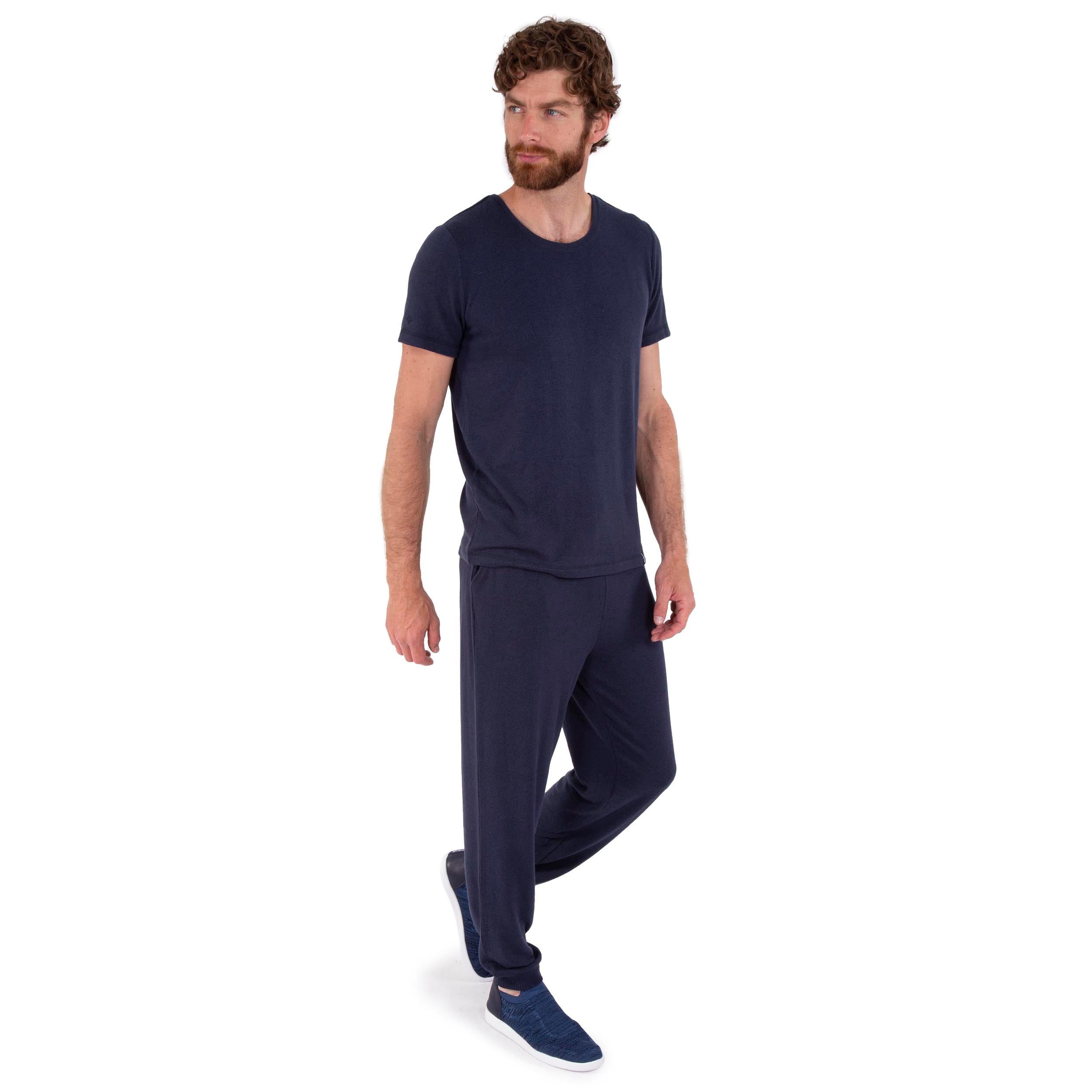 isotoner-t-shirt-manches-courtes-homme-marine-viscose-ecovero-ultra-doux image 8