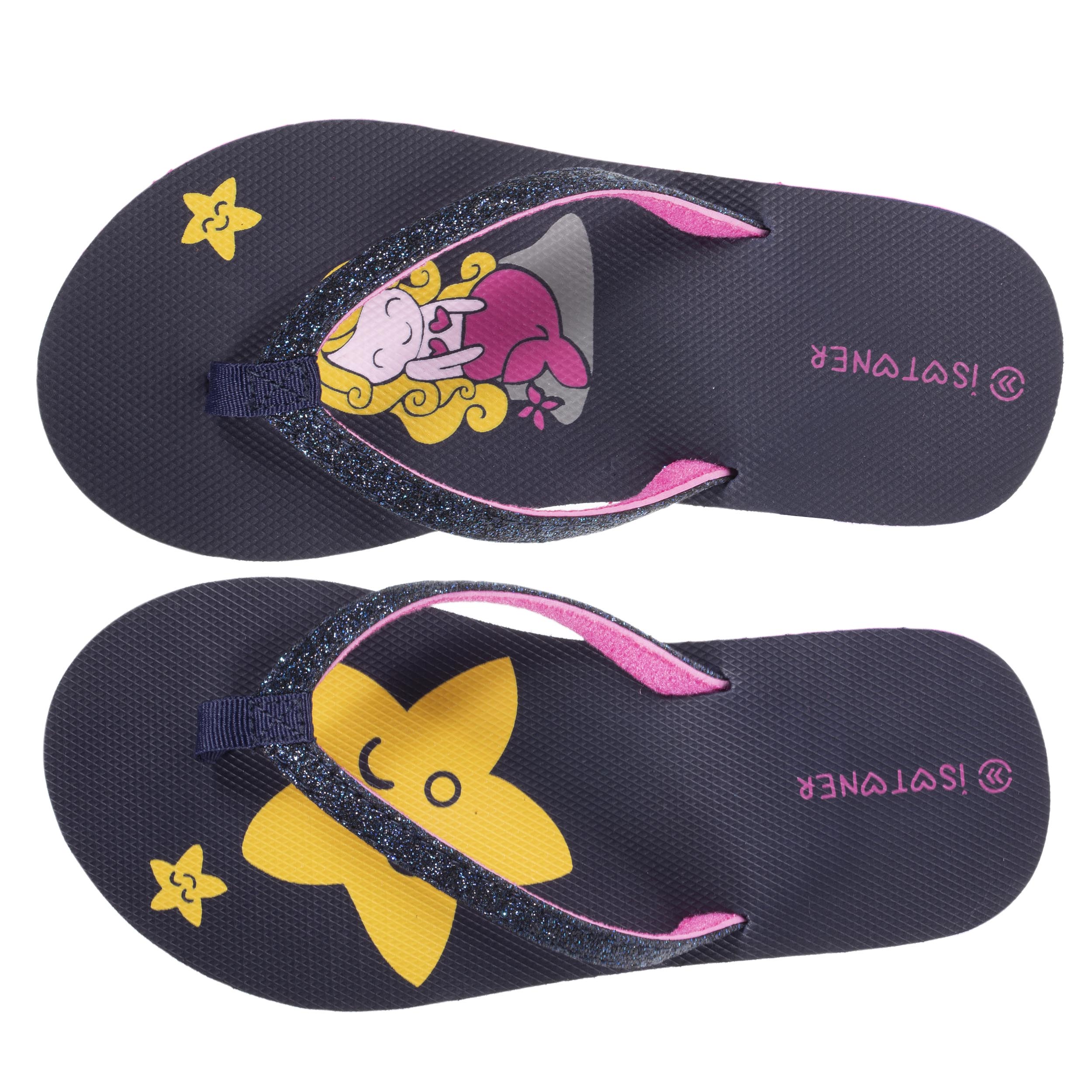 isotoner-tongs-enfant-fille-sir-ne-et-toile-marine image 2