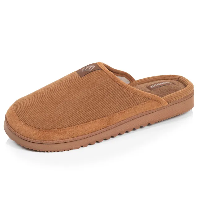 isotoner-chaussons-mules-homme-camel-semelle-crant-e image 1