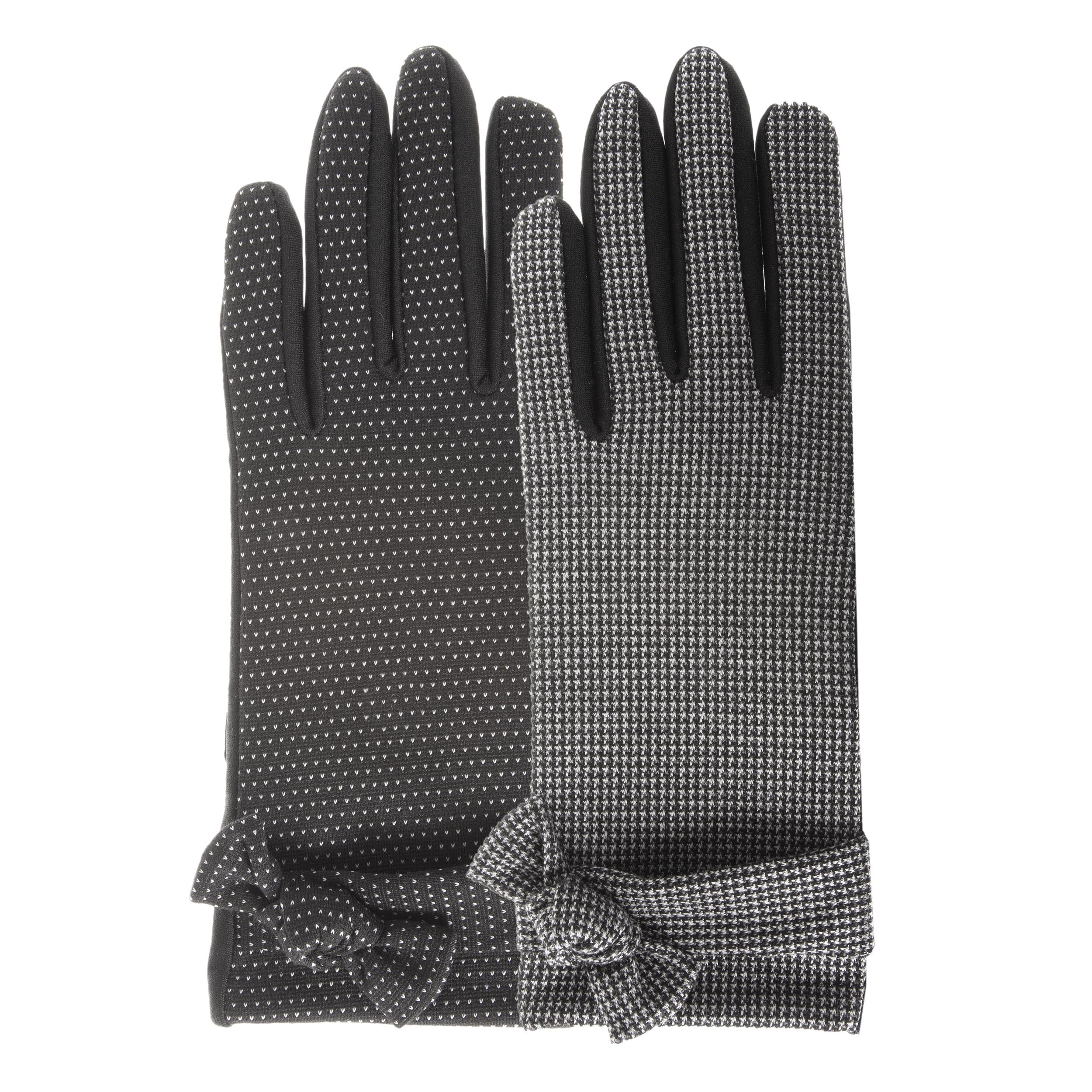 isotoner-gants-femme-tissu-pois-tactiles-smartouch-n-ud image 2