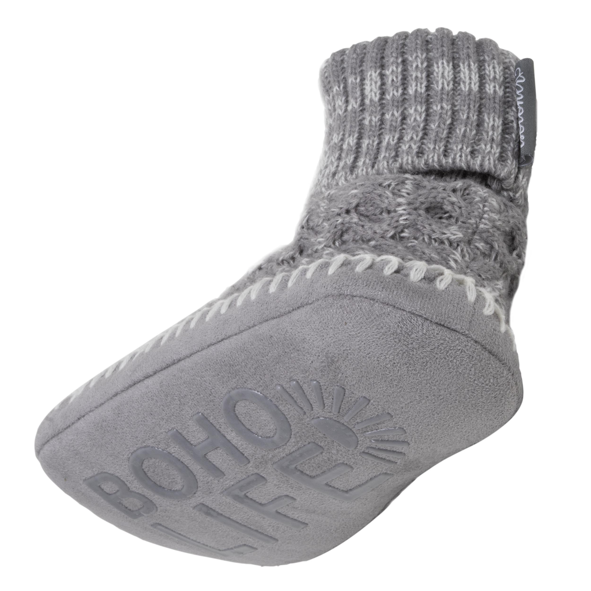 isotoner-chaussons-scandinaves-femme-maille-gris image 5