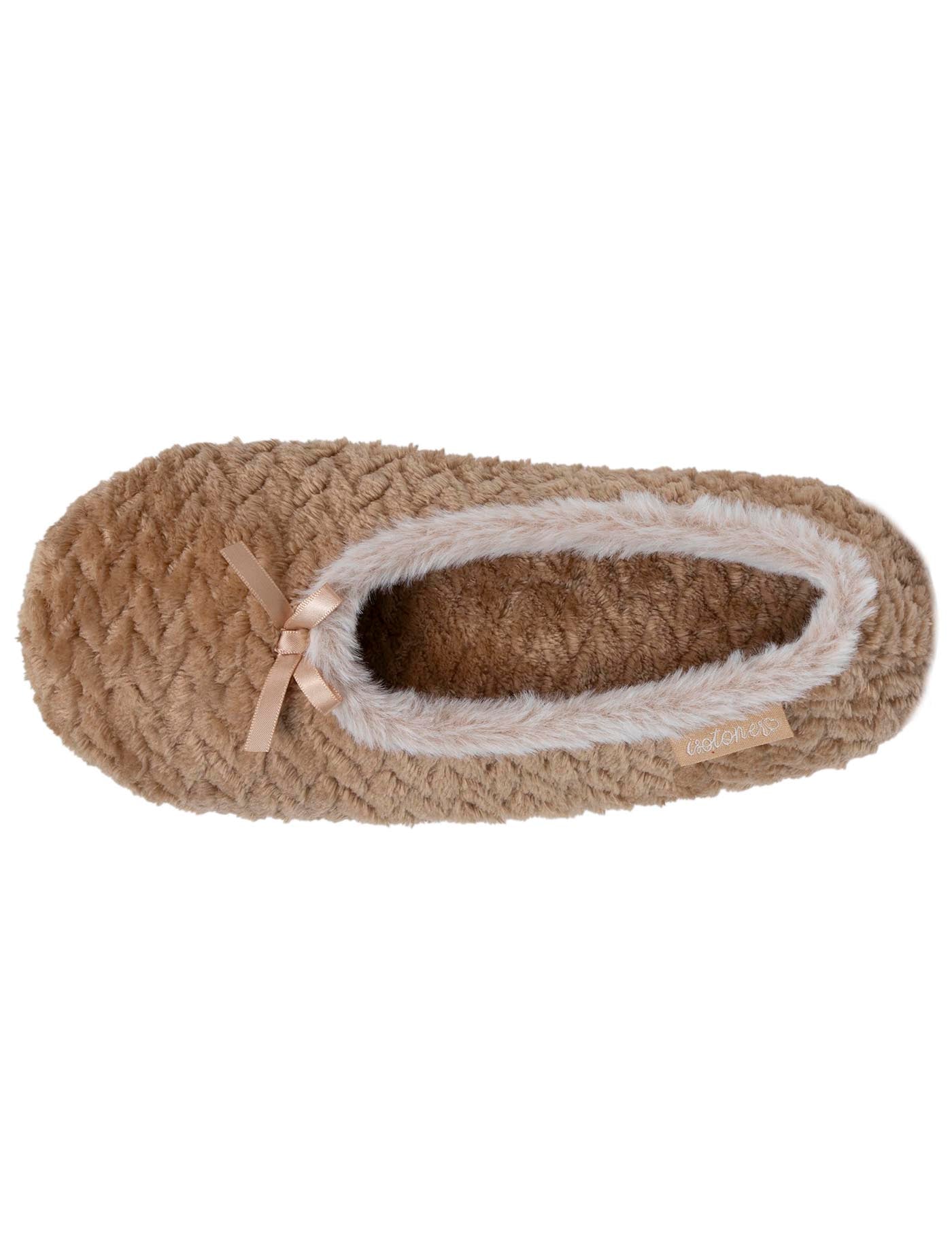 isotoner-chaussons-ballerines-textur-s-femme-camel image 7