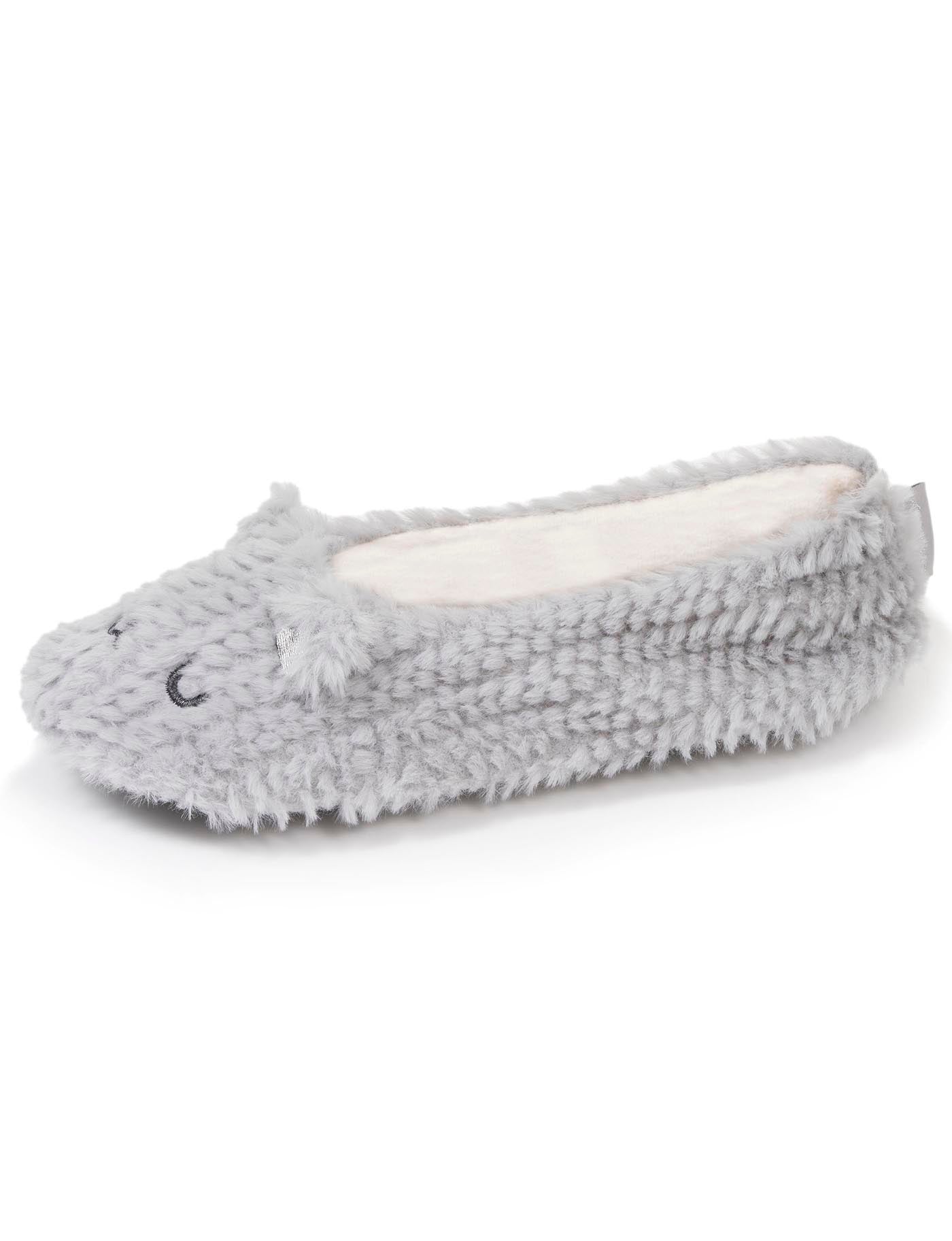 isotoner-chaussons-ballerines-femme-chat-gris-textur image 6