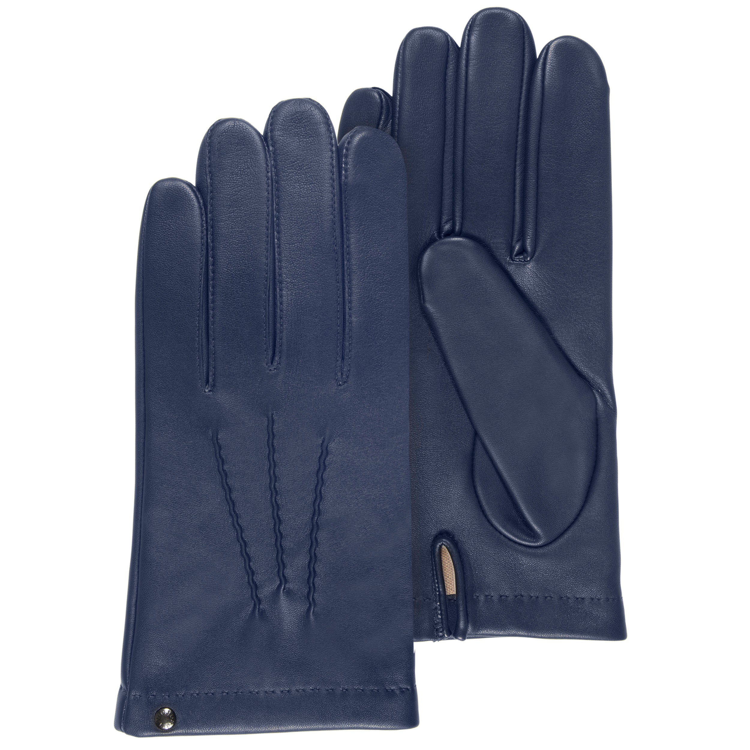 isotoner-gants-homme-cuir-d-agneau-et-soie-marine image 1