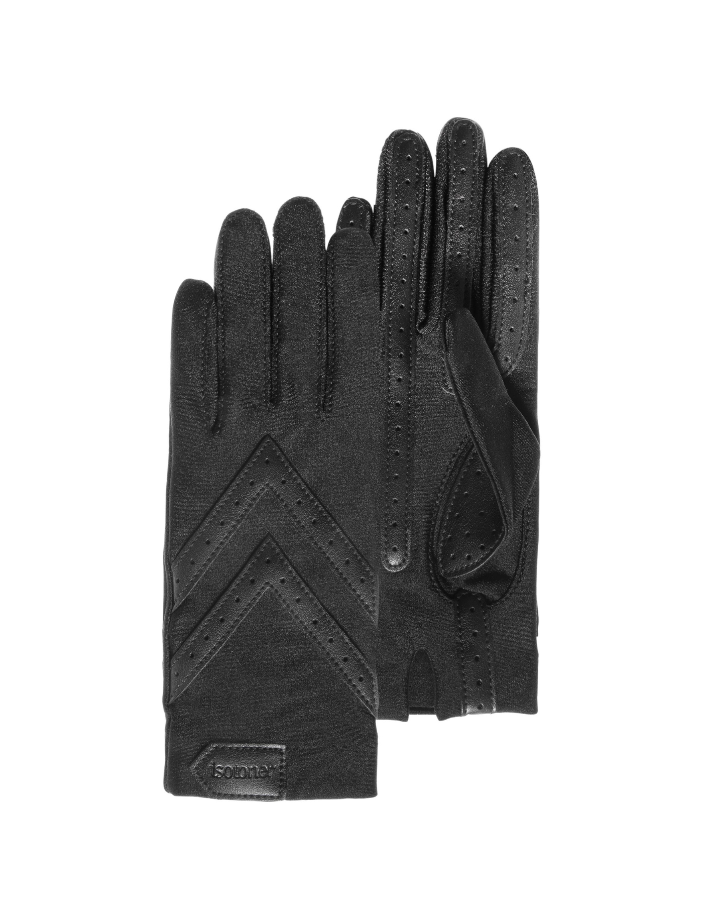 isotoner-gants-femme-tissu-extensible-recycl-noir-tactile image 6