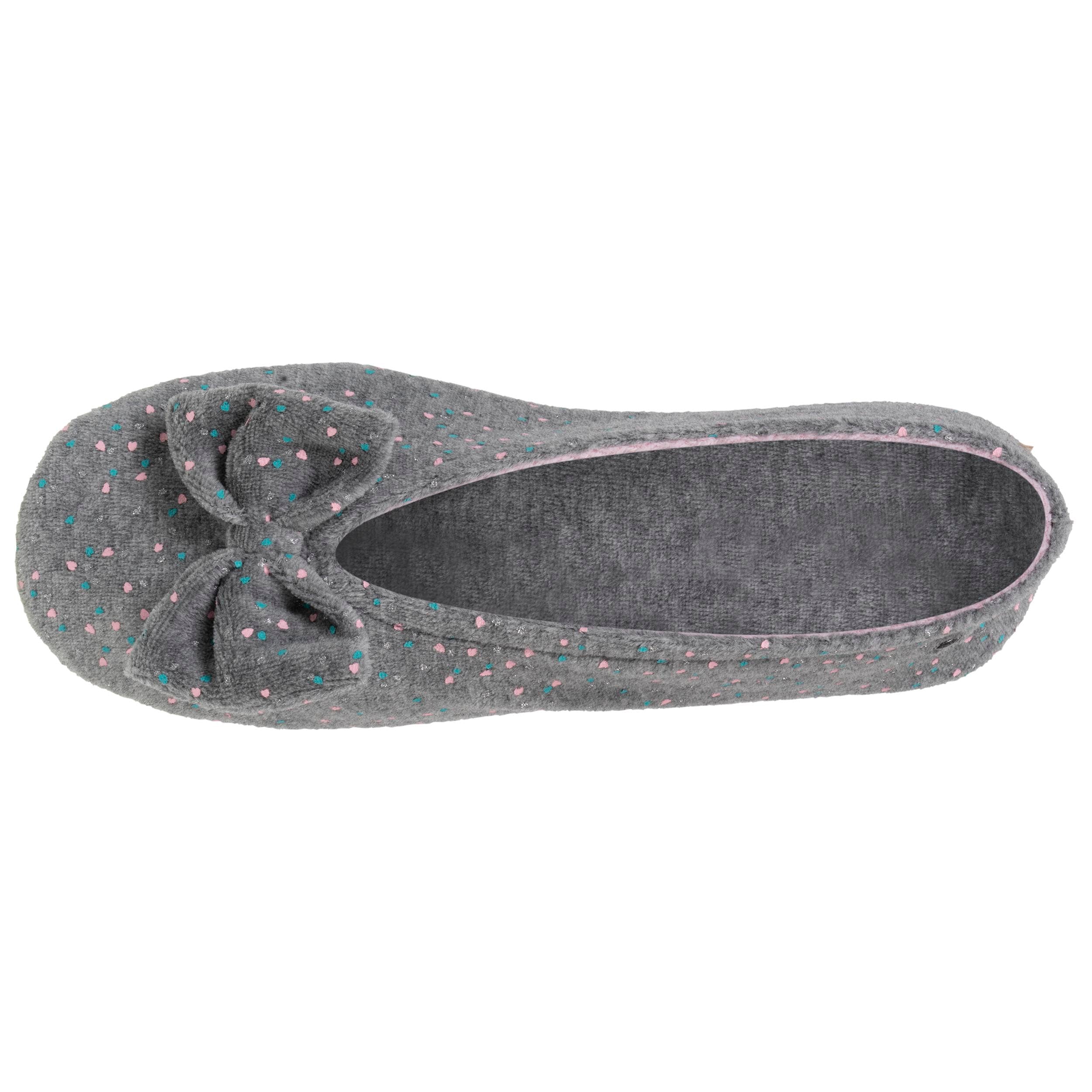 isotoner-chaussons-ballerines-femme-grand-n-ud-gris-chin image 2