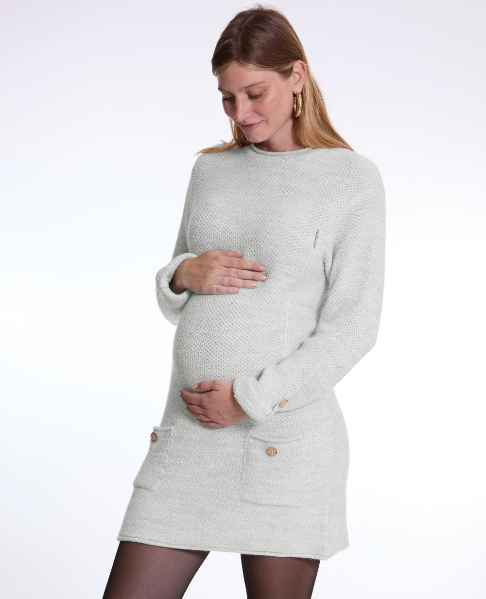 cache-c-ur-honey-robe-pull-de-grossesse-et-d-allaitement-gris-perle image 3