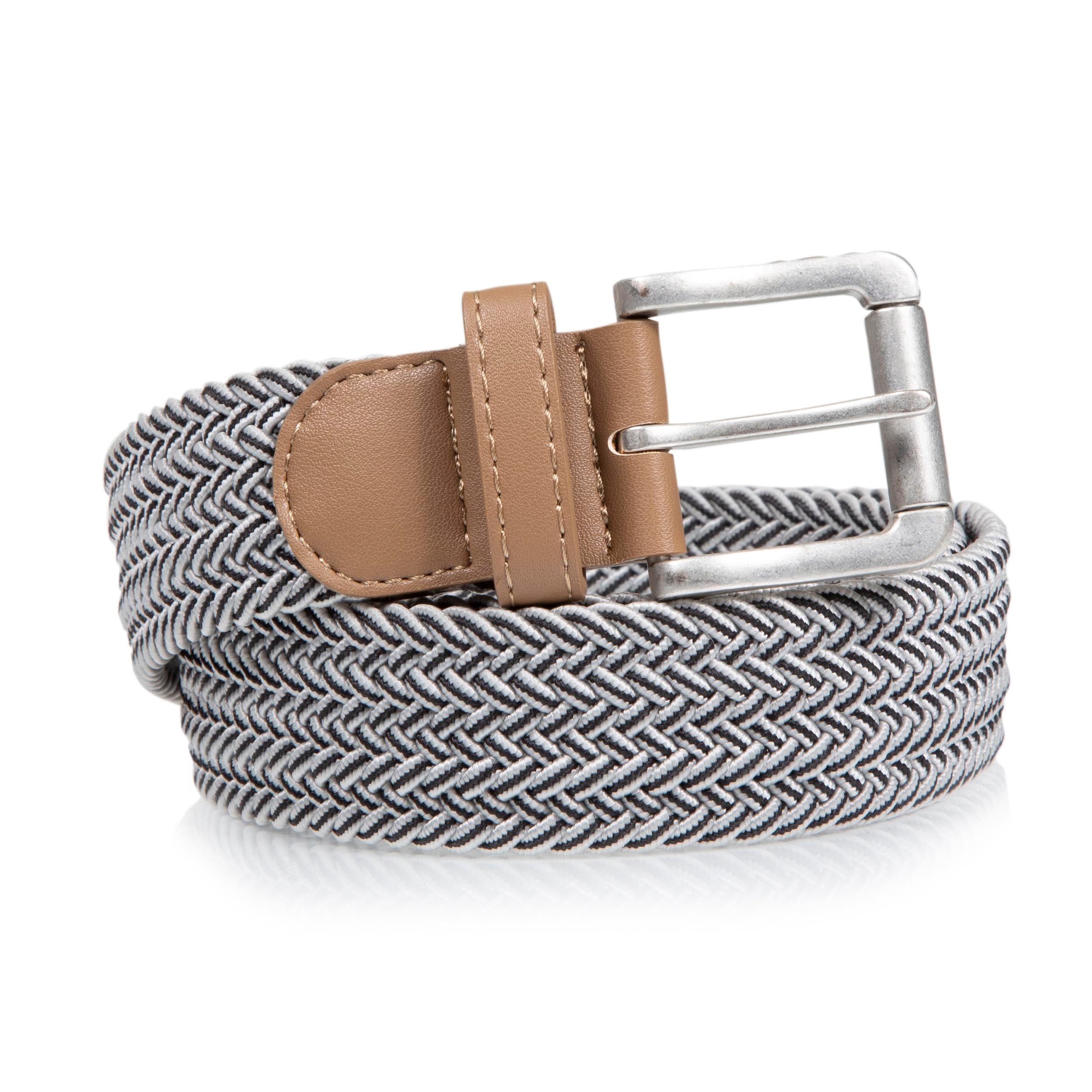 isotoner-ceinture-homme-tress-e-bicolore-gris-chin-3-5-cm image 1