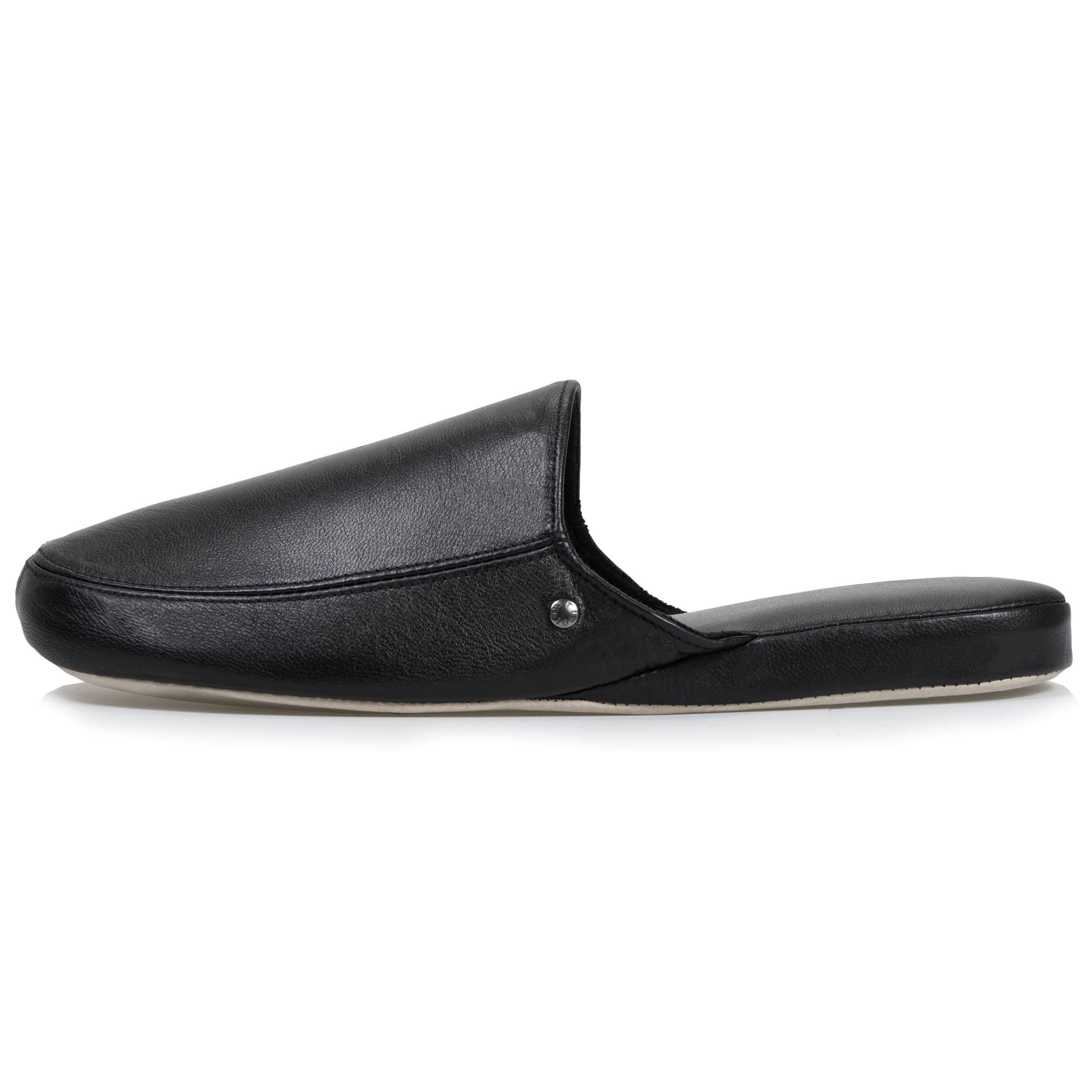 isotoner-chausson-mules-cuir-homme-noir image 3