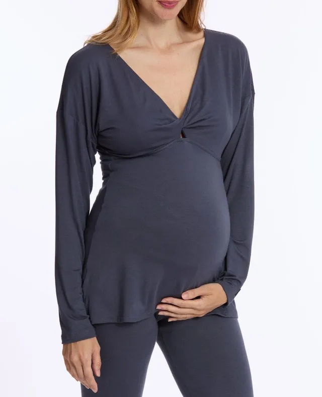 cache-c-ur-t-shirt-grossesse-et-allaitement-louna-manches-longues-bleu-nuit image 1