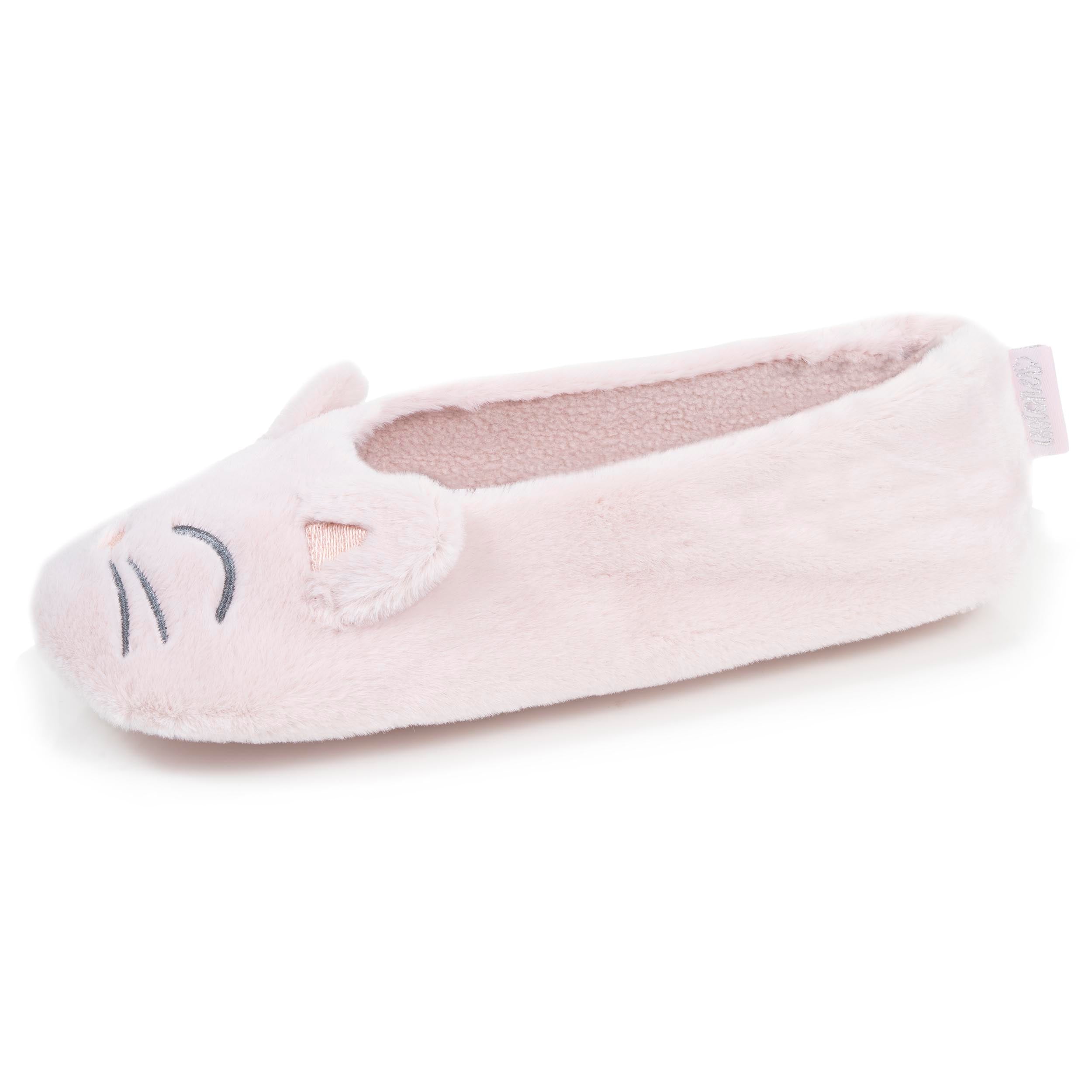 isotoner-chaussons-ballerines-femme-3d-fourrure-rose image 1