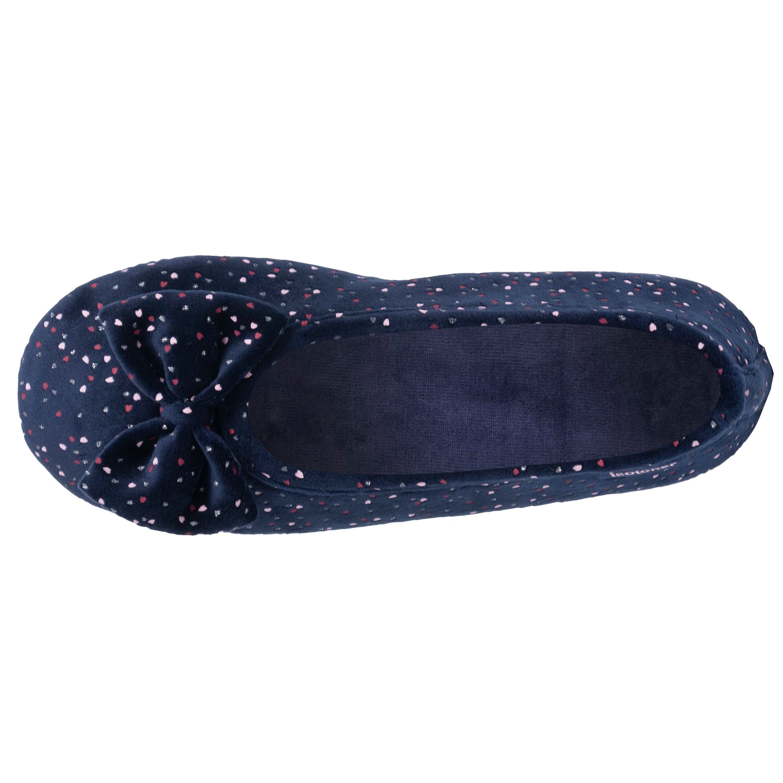 isotoner-chaussons-ballerines-femme-marine-pois-m-moire-de-forme image 3
