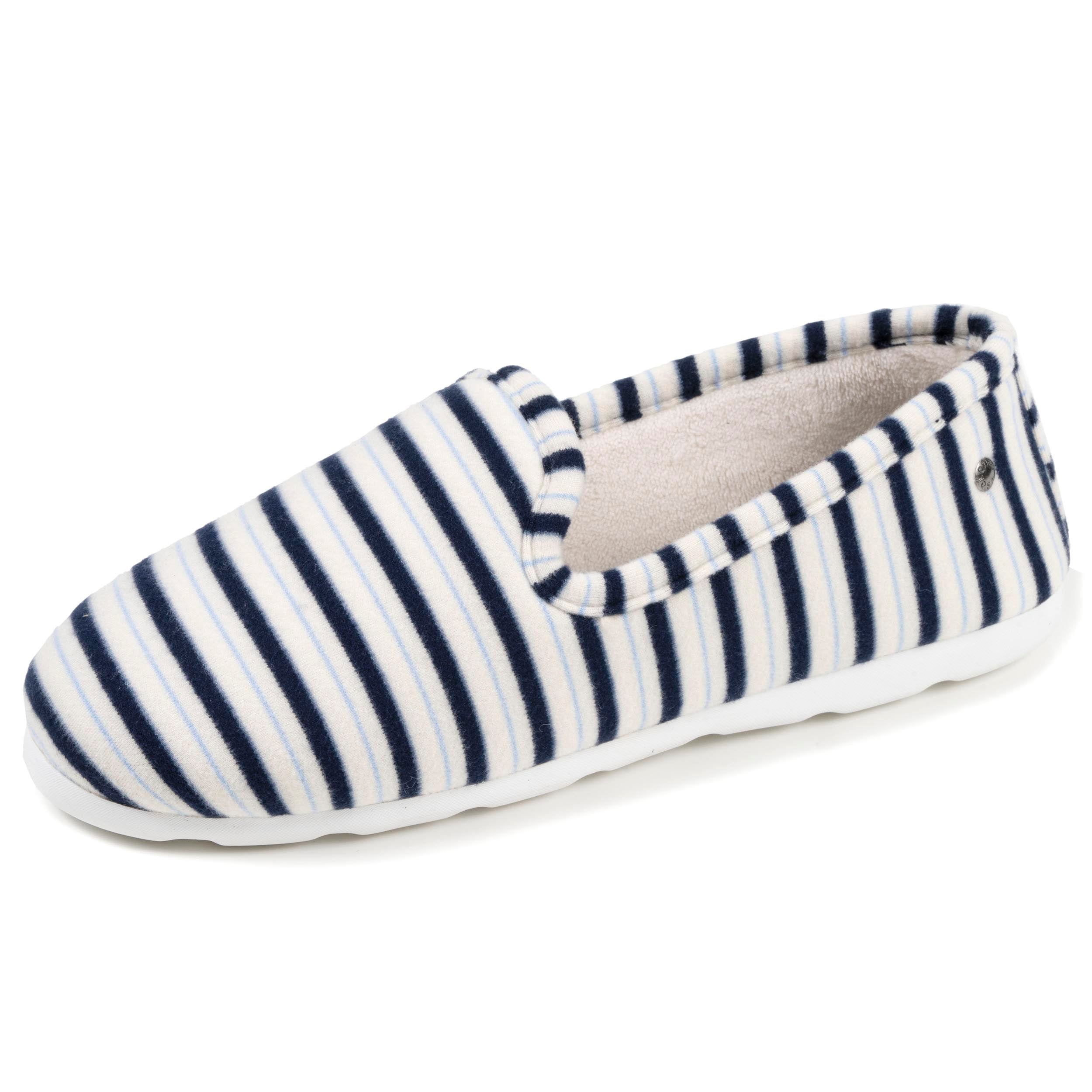 isotoner-chaussons-charentaises-femme-rayures-bleues image 2
