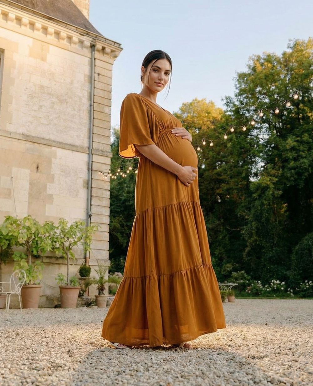 cache-c-ur-claudette-robe-longue-de-maternit-et-d-allaitement-camel image 1