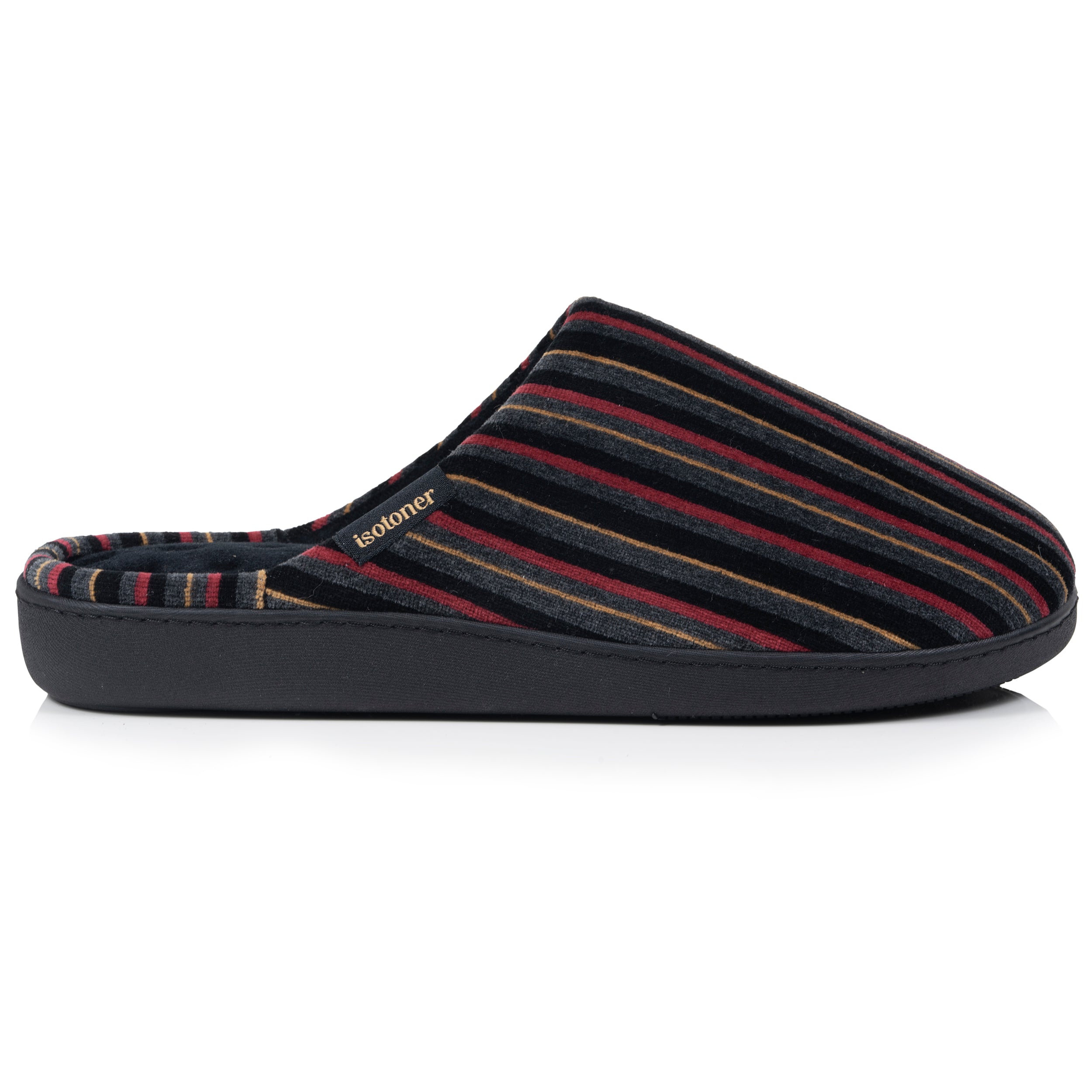 isotoner-chaussons-mules-homme-rayures-bordeaux image 8