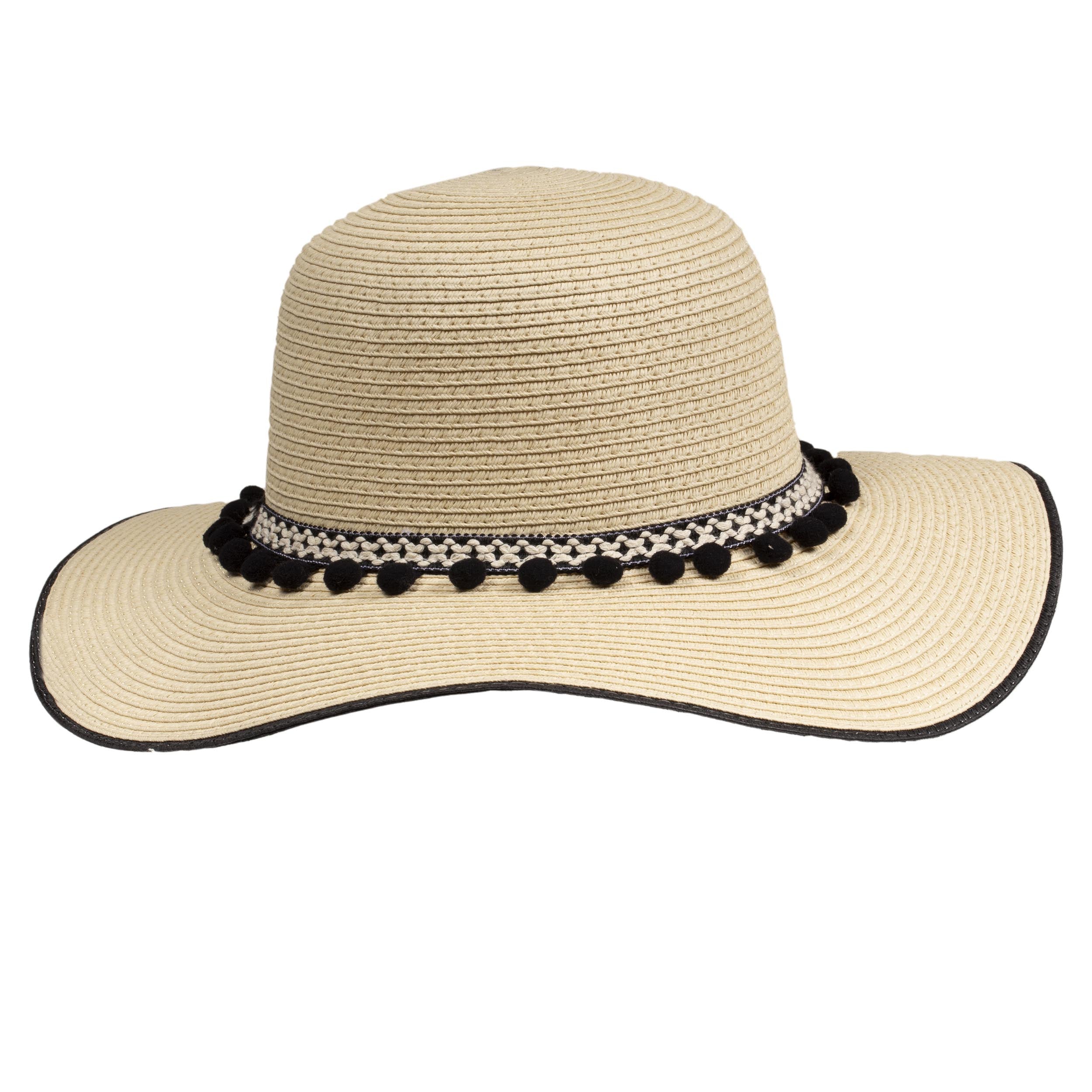 isotoner-chapeau-capeline-femme-pompons-noirs-r-glable-57-59-cm image 1