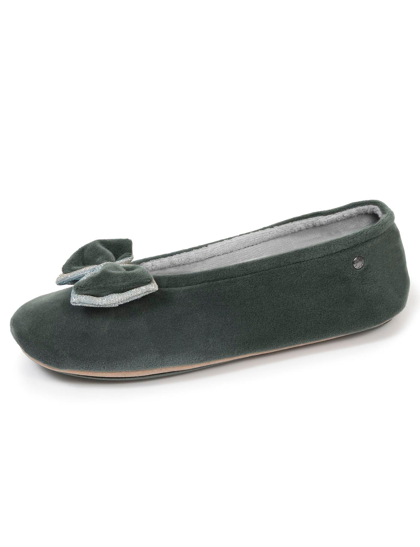 isotoner-chaussons-ballerines-femme-double-n-ud-sauge image 6
