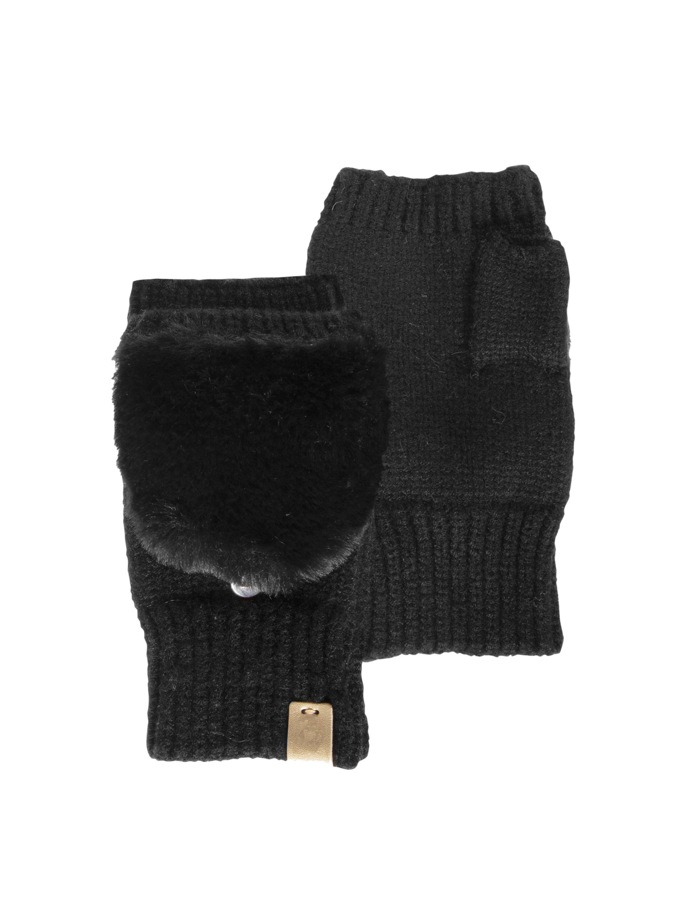 isotoner-mitaines-femme-maille-fourrure-noir image 5