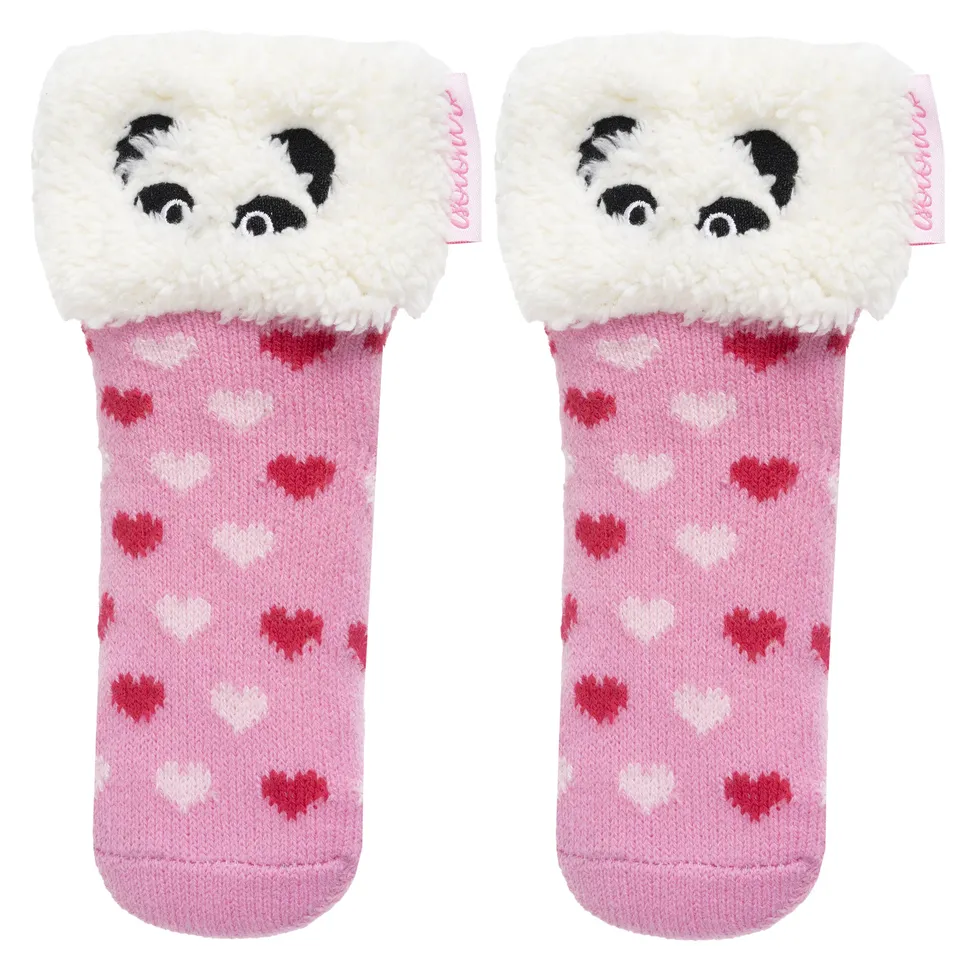 isotoner-chaussettes-fourr-es-enfant-rose-panda-1-8-ans-sherpa-antid-rapantes image 1