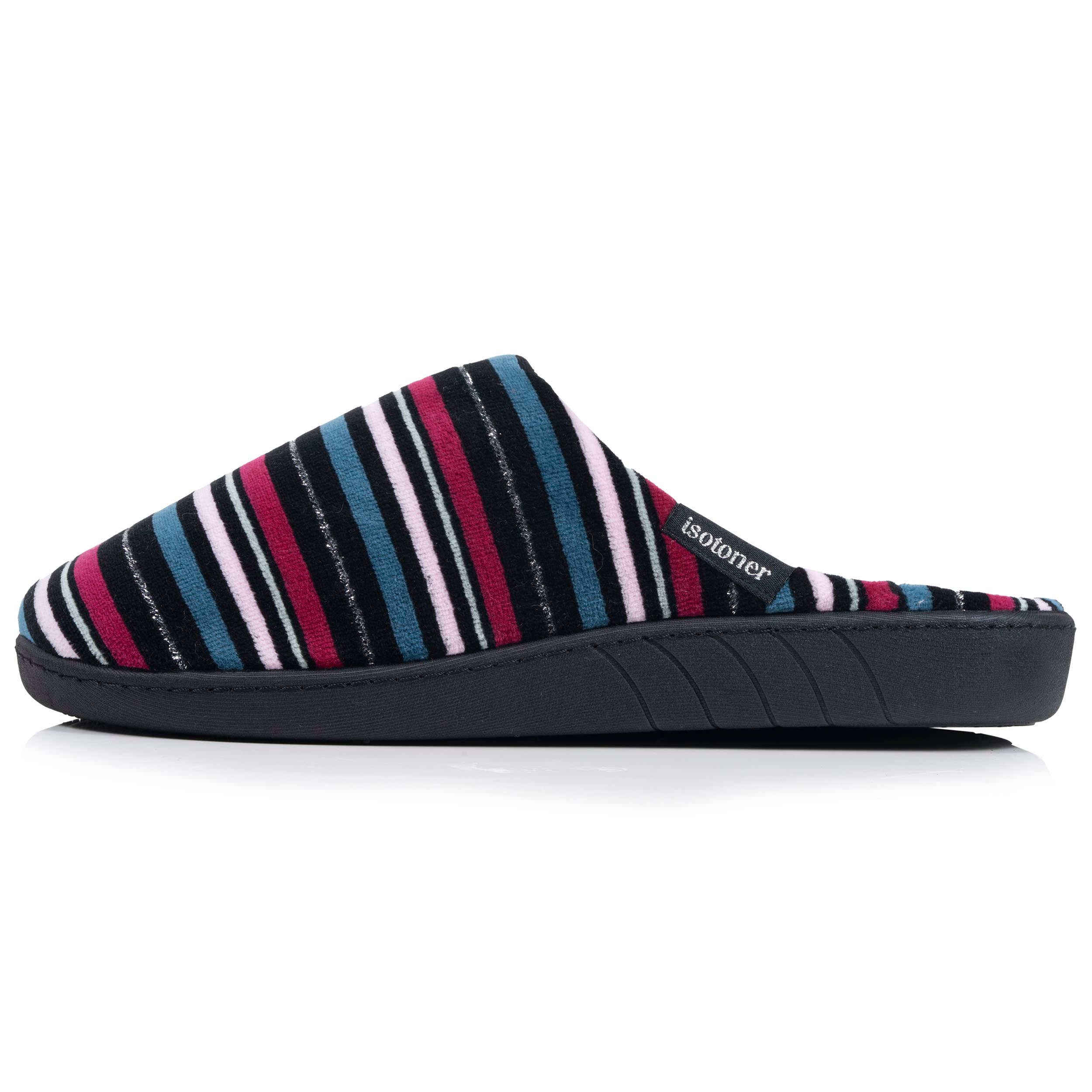 isotoner-chaussons-mules-femme-rayures-canard image 4