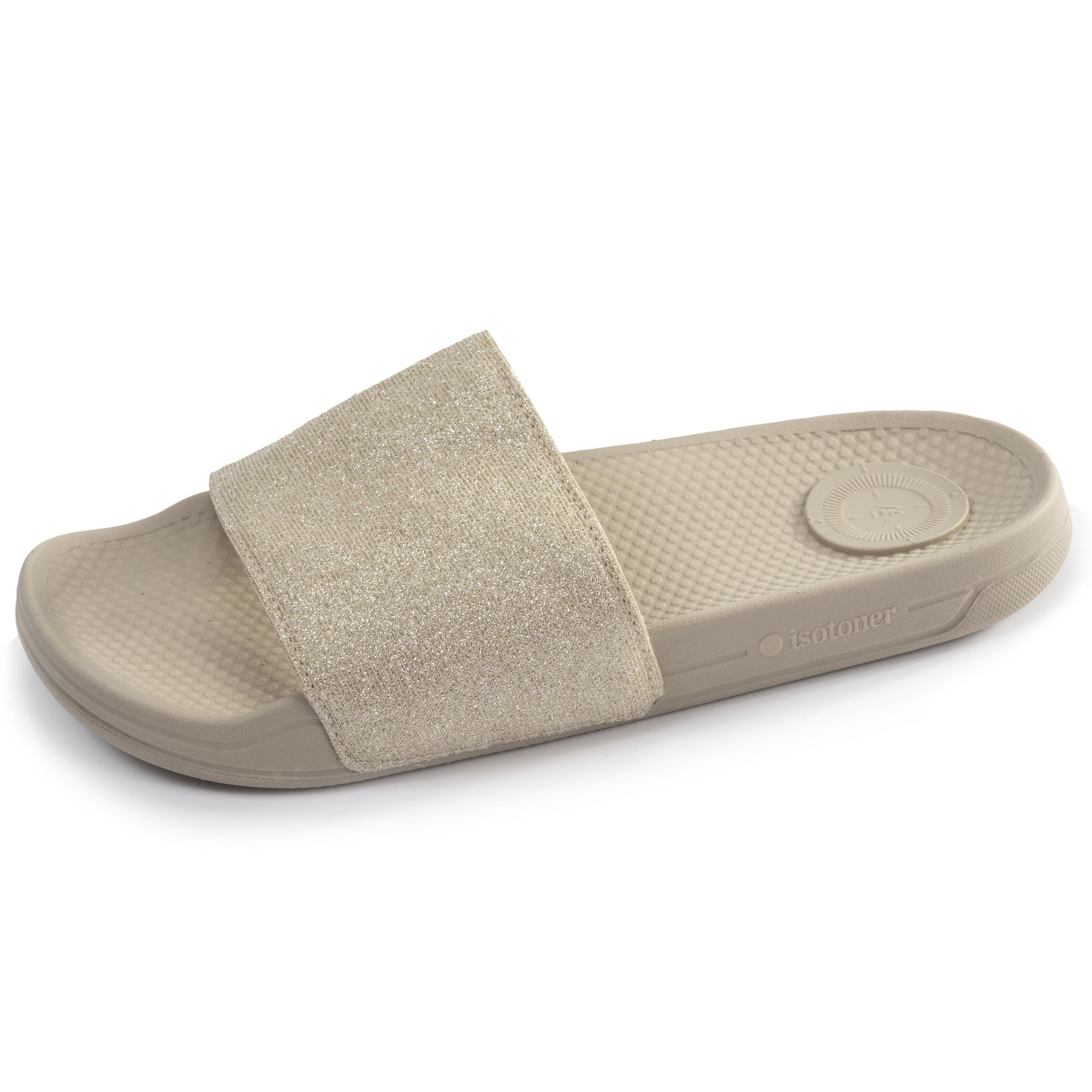 isotoner-mules-claquettes-femme-everywear-beige-paillet image 1