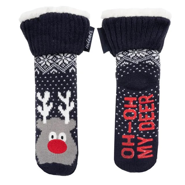 isotoner-chaussettes-fourr-es-enfant-no-l-marine-1-8-ans-renne image 1