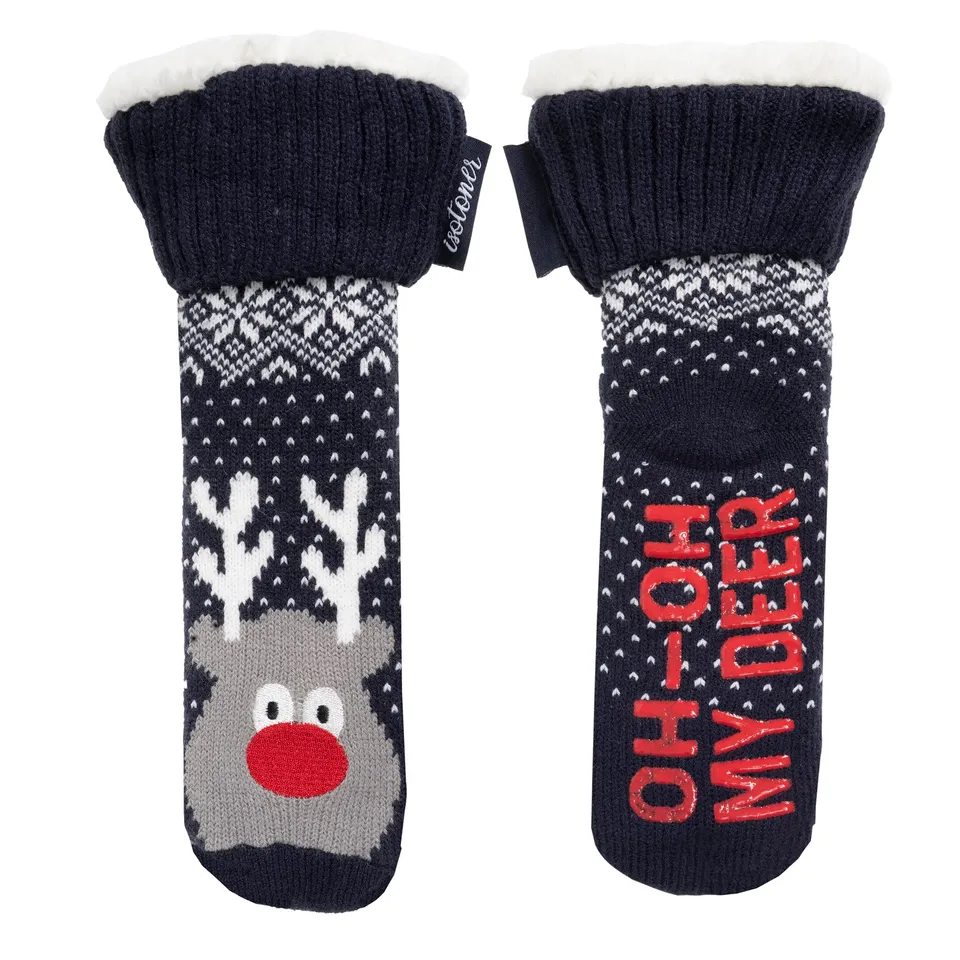 isotoner-chaussettes-fourr-es-enfant-no-l-marine-1-8-ans-renne image 1