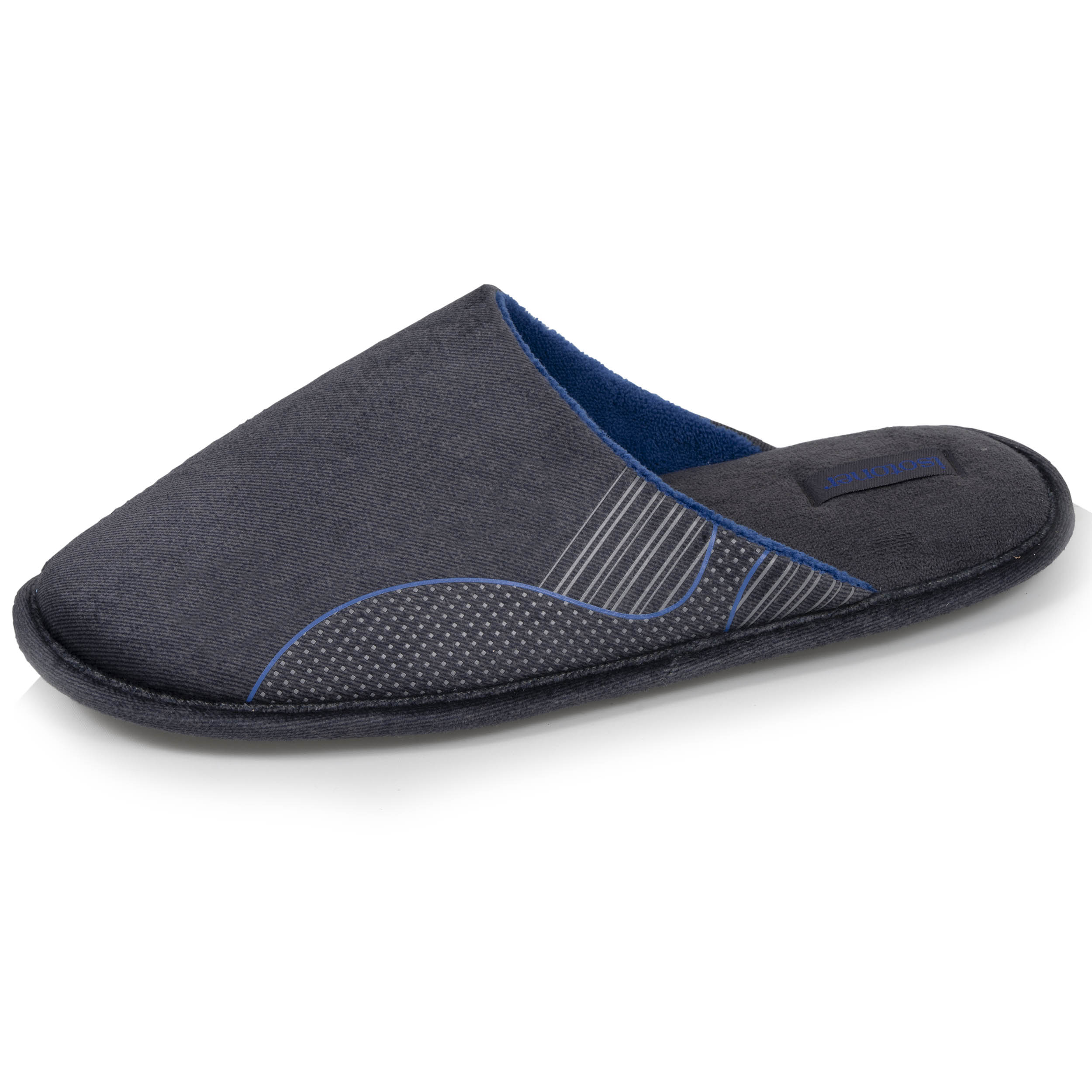 isotoner-chaussons-mules-plates-homme-bleu-denim image 1