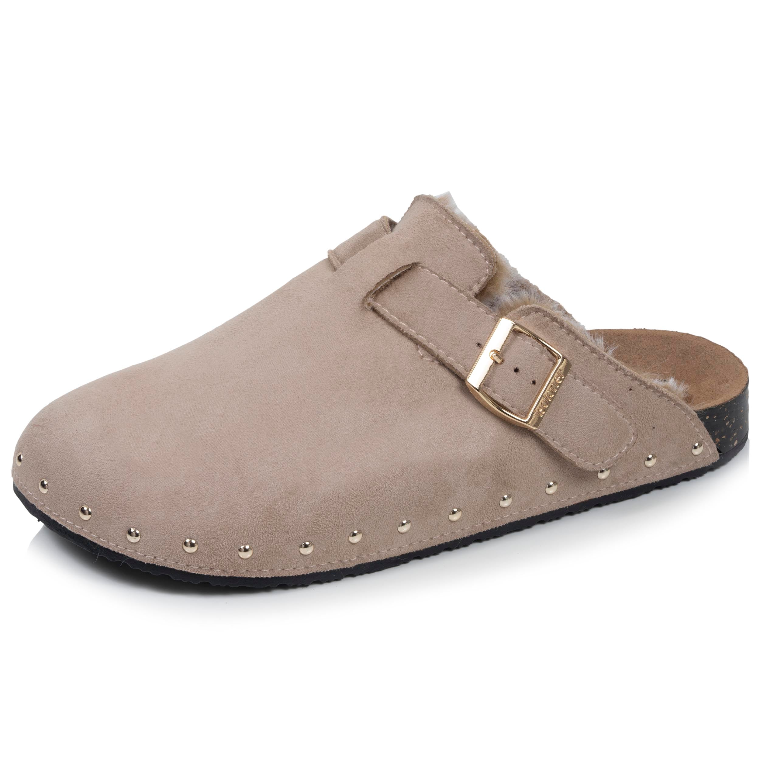 isotoner-sabots-femme-fourr-s-taupe-clous image 1