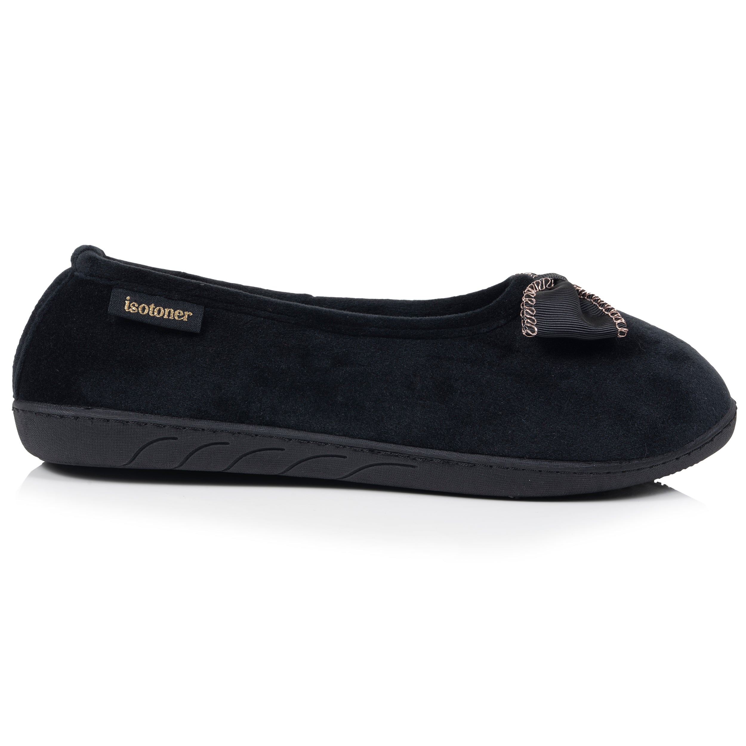 isotoner-chaussons-ballerines-femme-noir-microvelours-m-moire-de-forme image 8