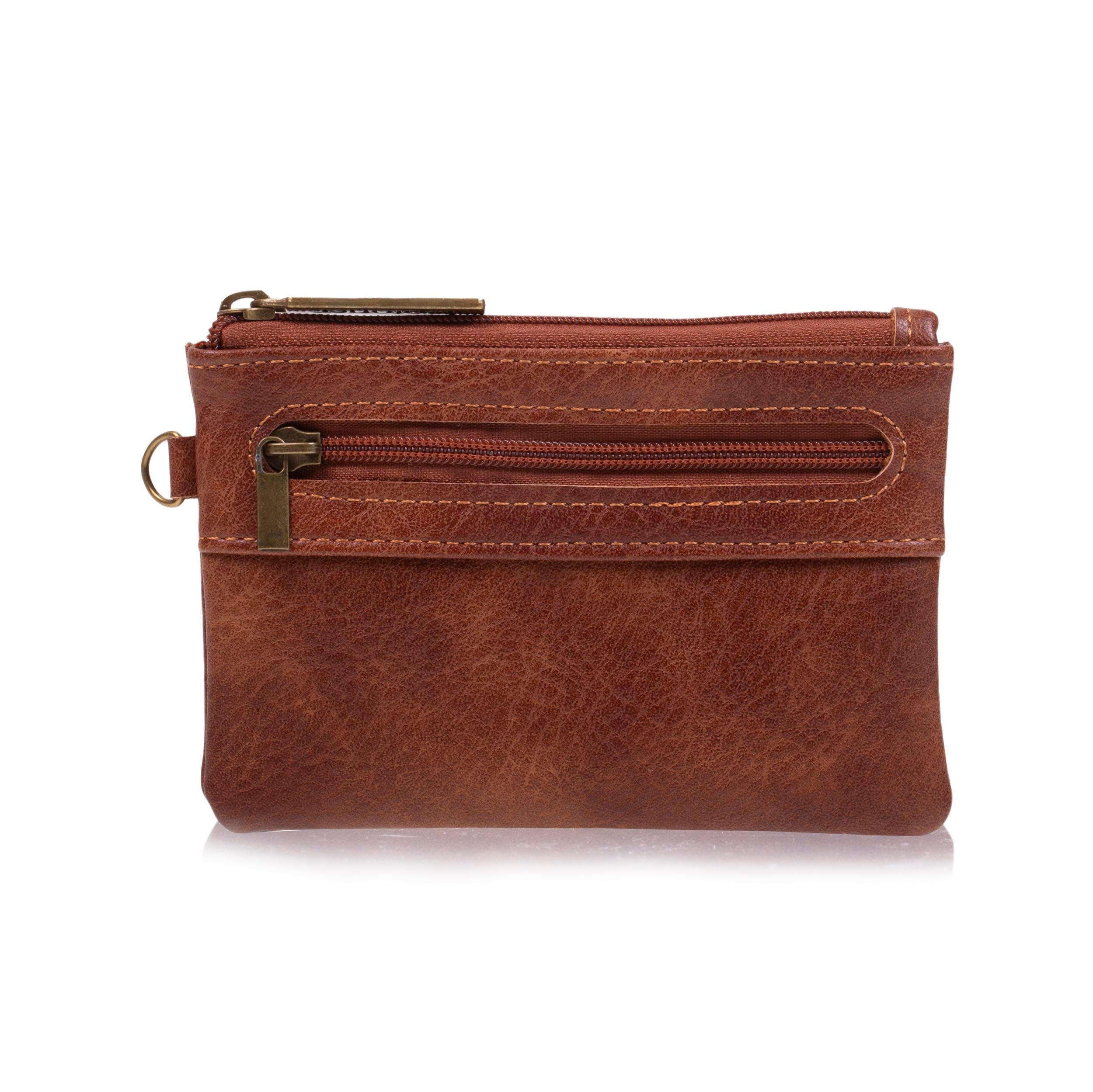 isotoner-porte-monnaie-homme-zipp-camel-rfid-vintage-compact image 1