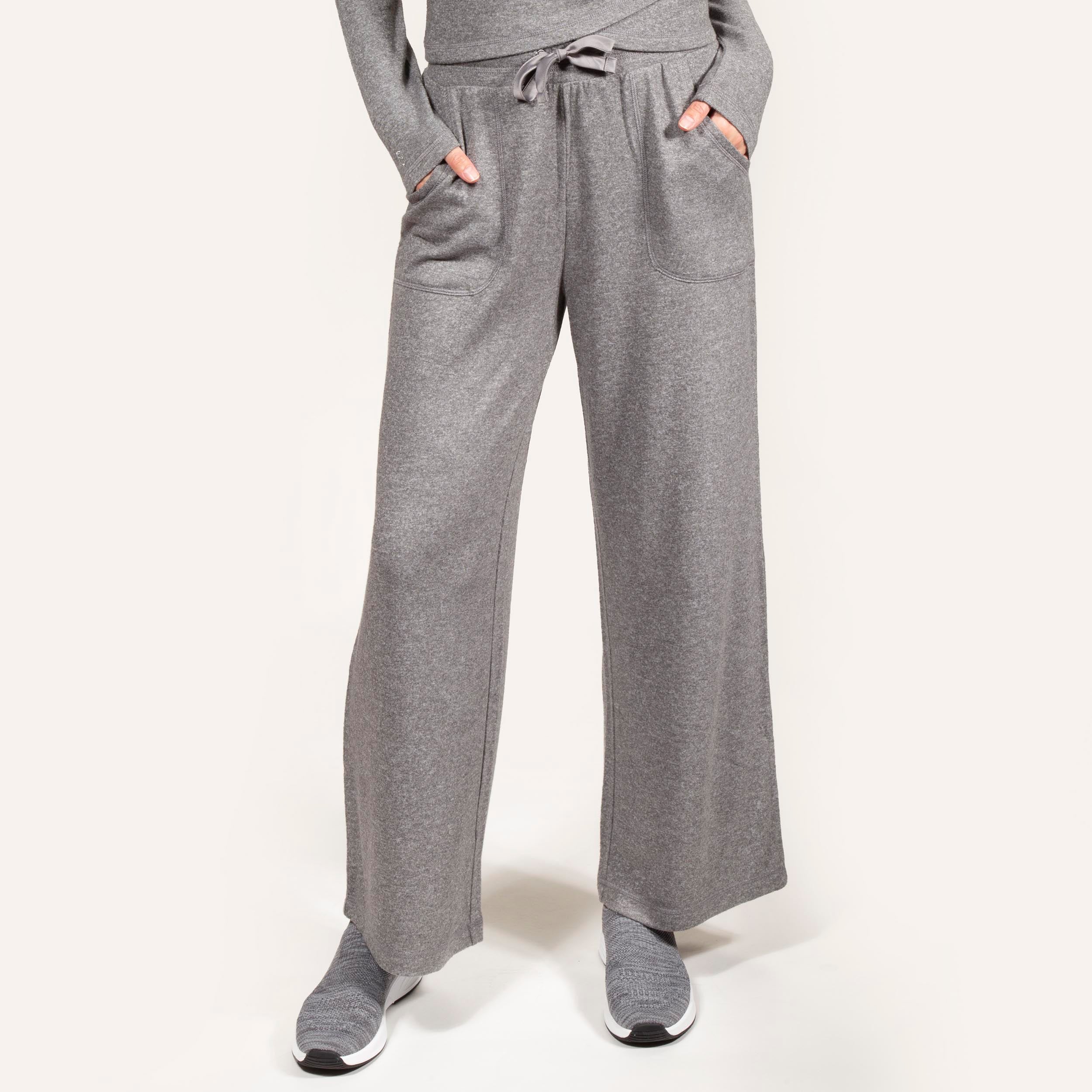 isotoner-pantalon-large-femme-gris-chin-ultra-doux image 1