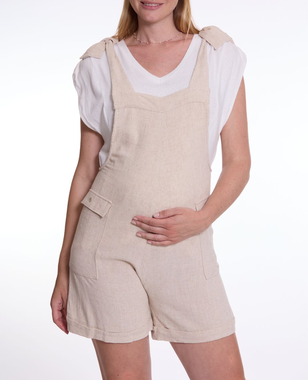 cache-c-ur-salopette-short-de-maternit-eloise-naturel image 3