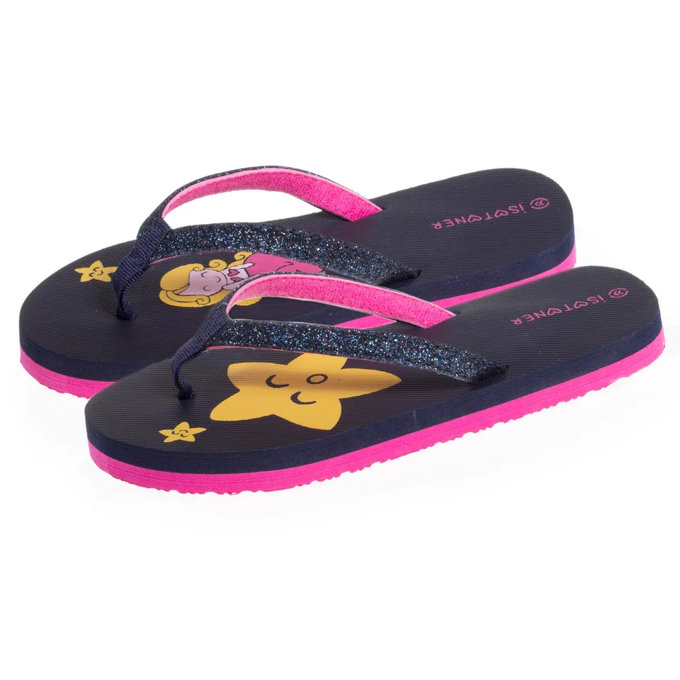 isotoner-tongs-enfant-fille-sir-ne-et-toile-marine image 1