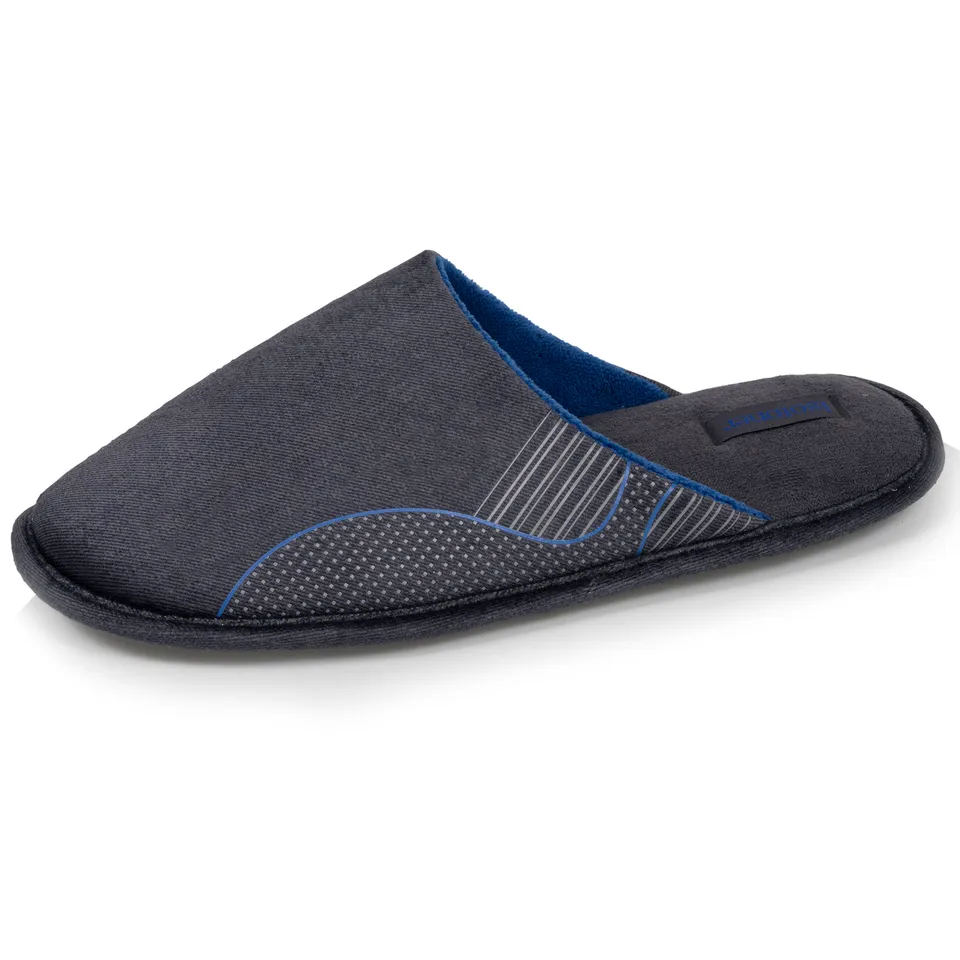 isotoner-chaussons-mules-plates-homme-bleu-denim image 1