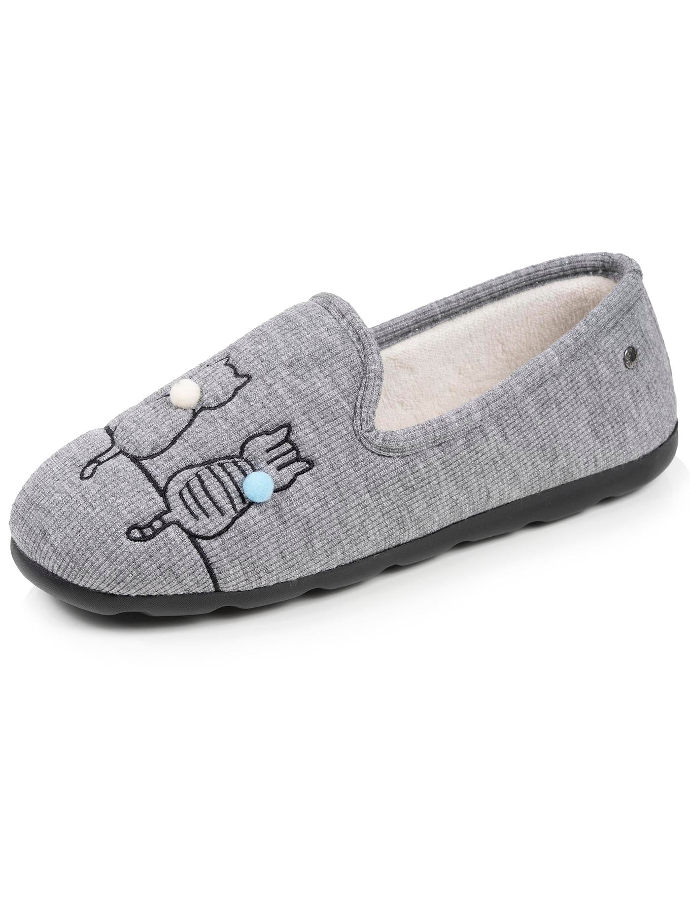 isotoner-chaussons-charentaises-femme-chat-gris-iris image 6