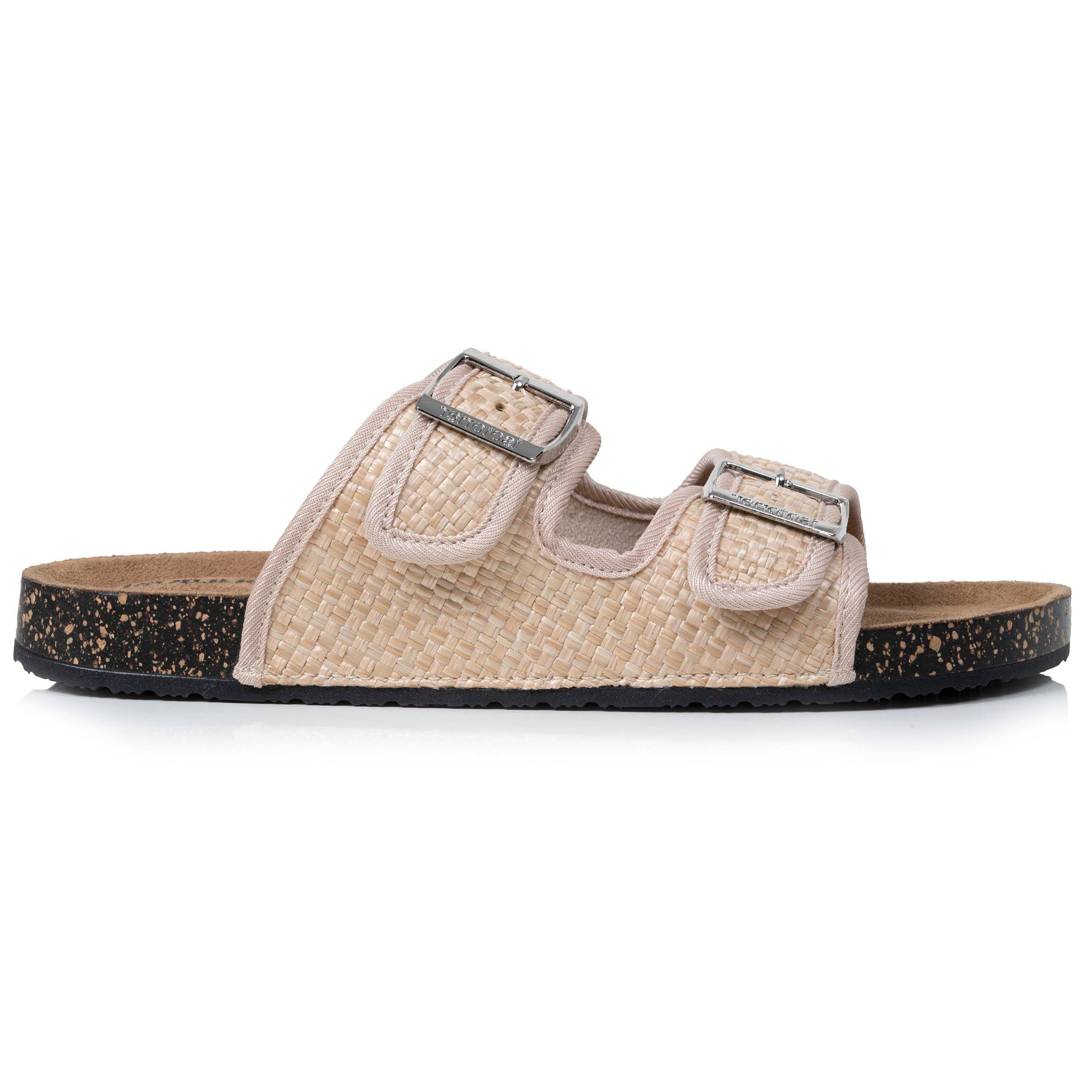 isotoner-mules-sandales-femme-double-bride-rafia-beige image 8