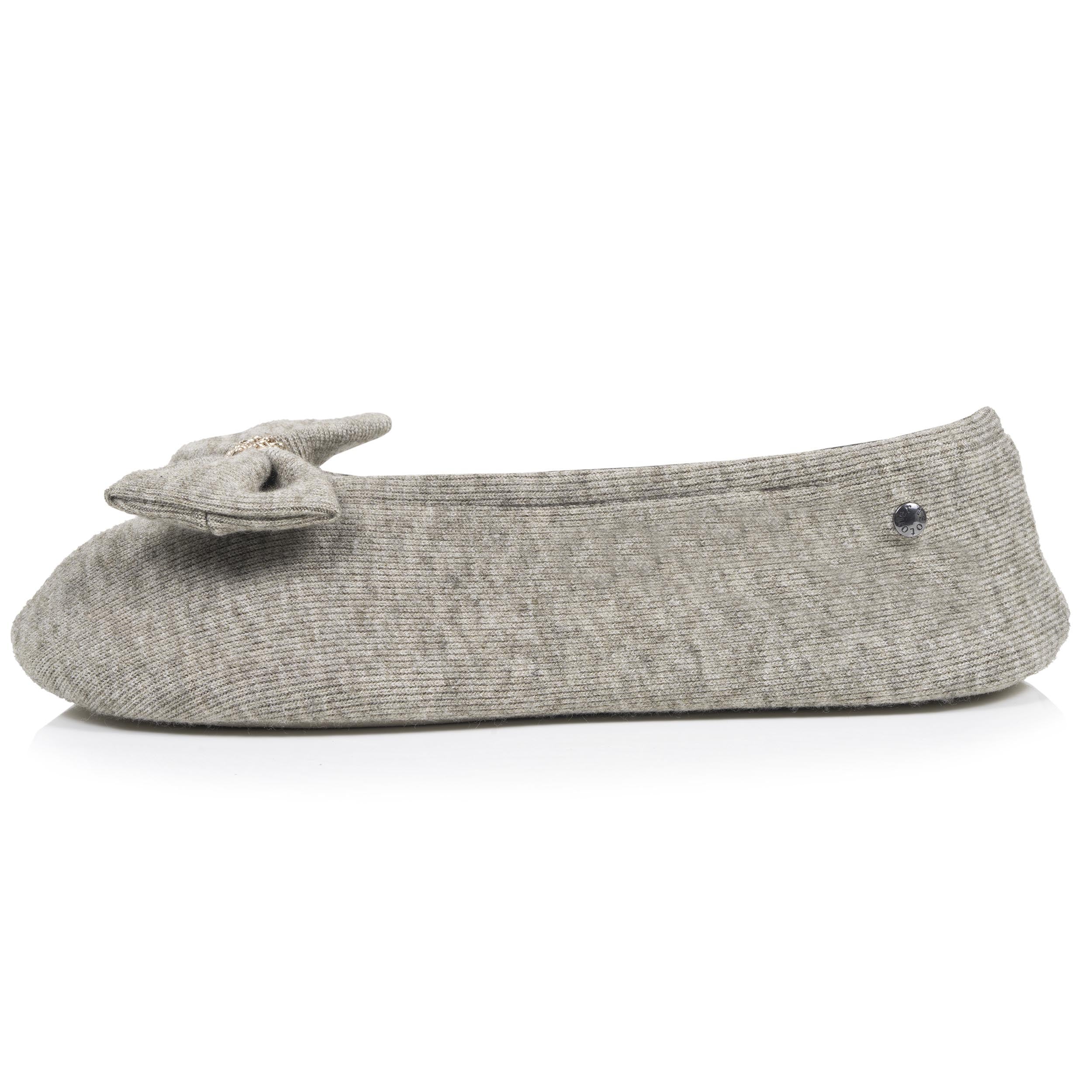 isotoner-chaussons-ballerines-femme-grand-n-ud-kaki image 4