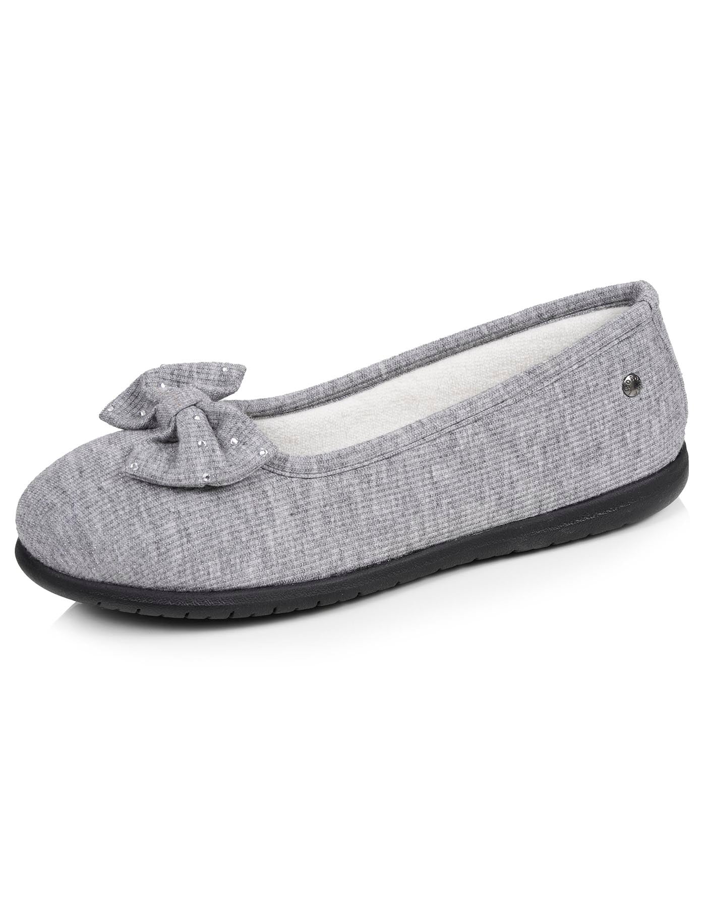 isotoner-chaussons-ballerines-femme-gris-n-ud-iris-everywear image 6