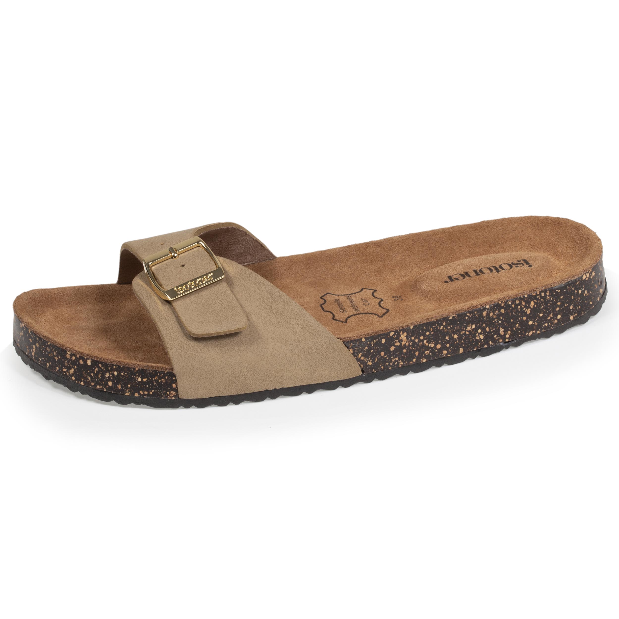 isotoner-mules-sandales-femme-simple-bride-taupe-everywear-confort image 1