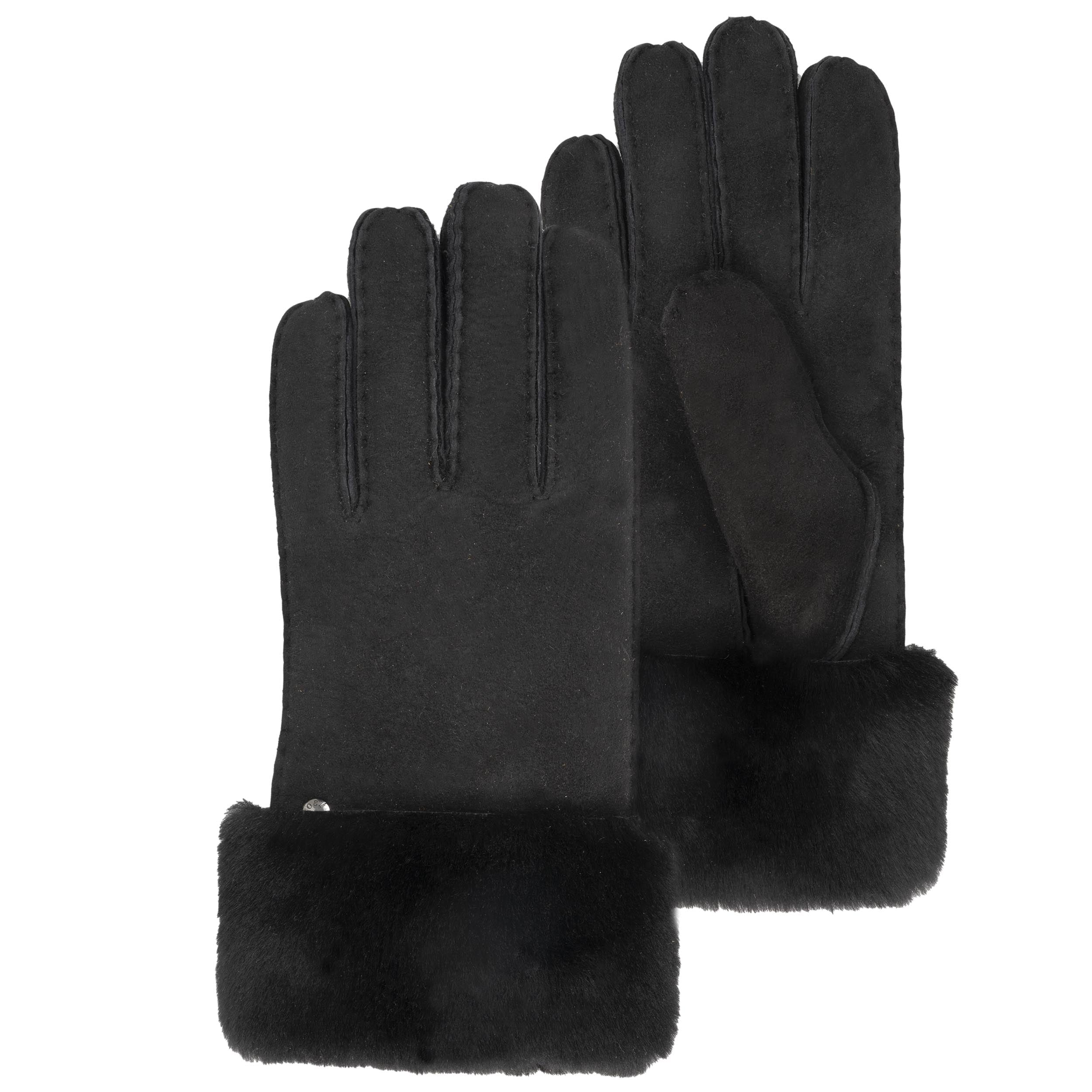 isotoner-gants-femme-cuir-fourrure-chaud-noir image 1