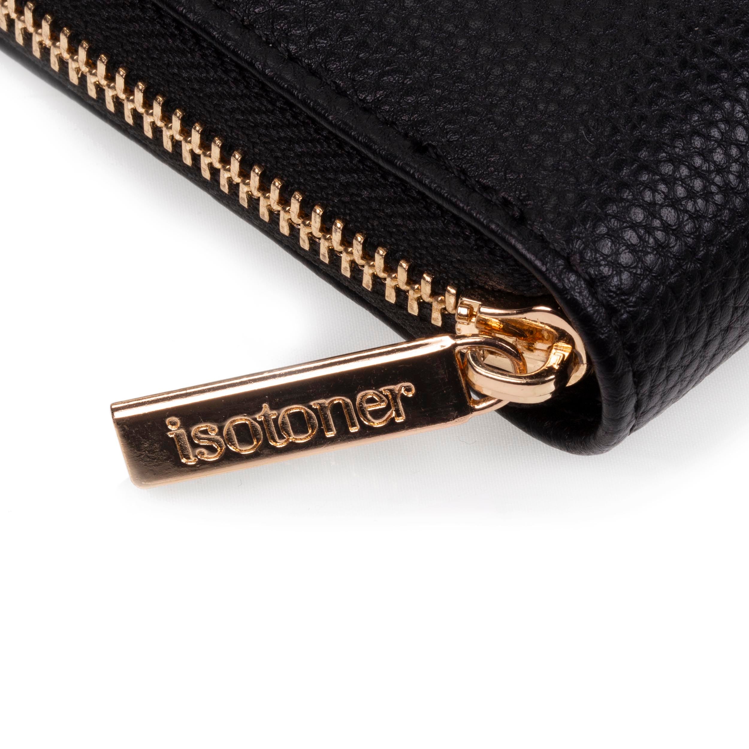 isotoner-portefeuille-femme-zipp-noir-simili-cuir-rfid image 4