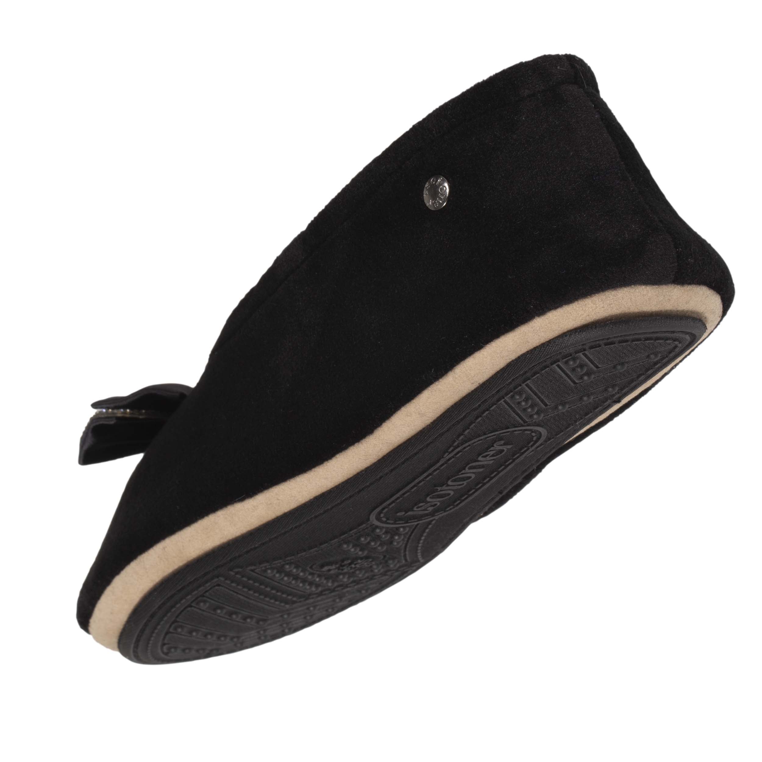 isotoner-chaussons-ballerines-femme-n-ud-bijou-noir image 5