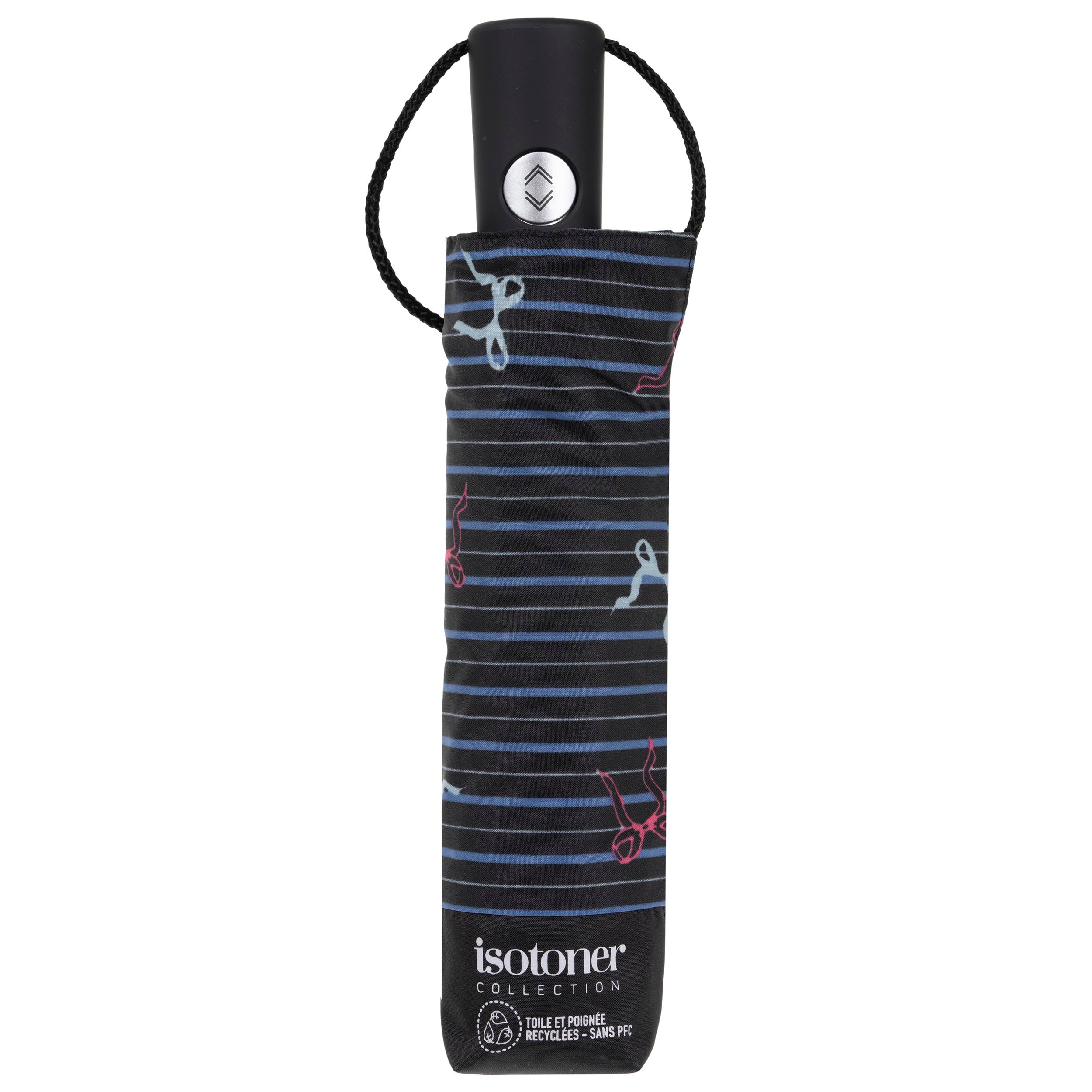 isotoner-parapluie-auto-rayure-noeud-bleu image 3