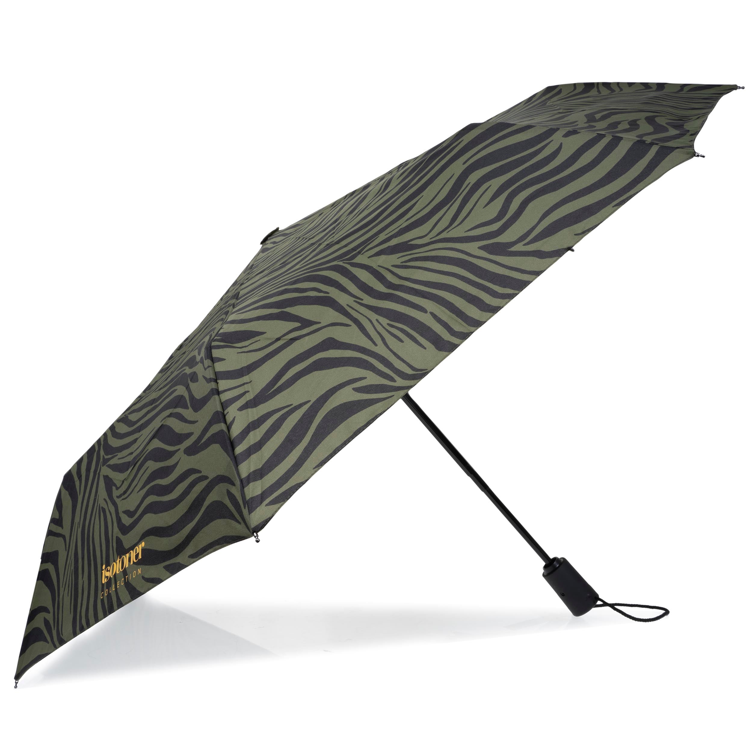 isotoner-parapluie-auto-z-bre-kaki-ouverture-automatique image 2