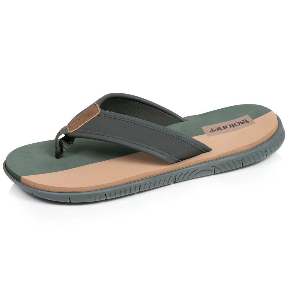 isotoner-tongs-sport-homme-confort-kaki-bicolor image 1