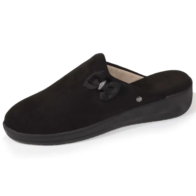 isotoner-chaussons-mules-femme-talon-4-5-cm-n-ud-noir image 1