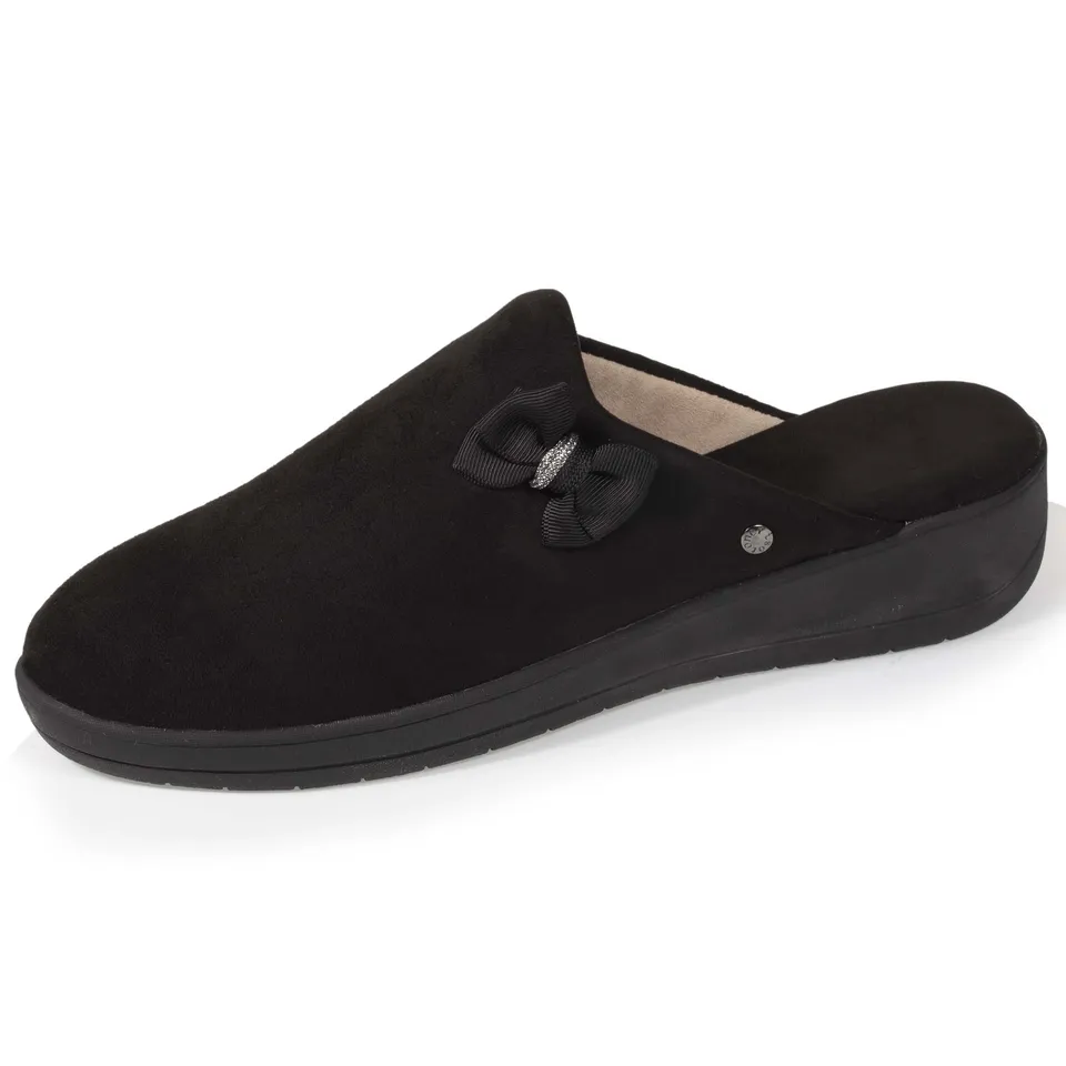 isotoner-chaussons-mules-femme-talon-4-5-cm-n-ud-noir image 1